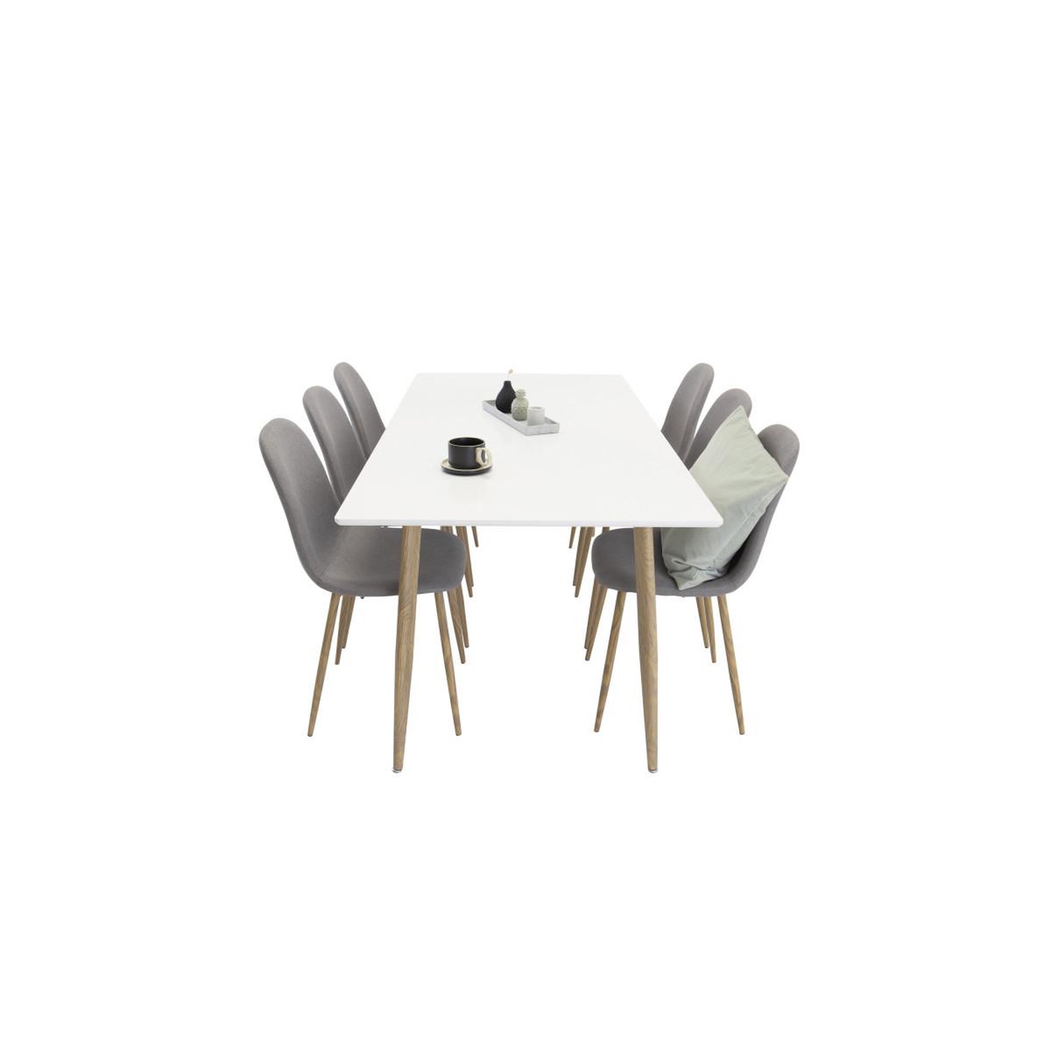 Voir la diapositive 3 : Paris Prix Ensemble table à manger & 6 chaises  polar  180cm blanc & gris