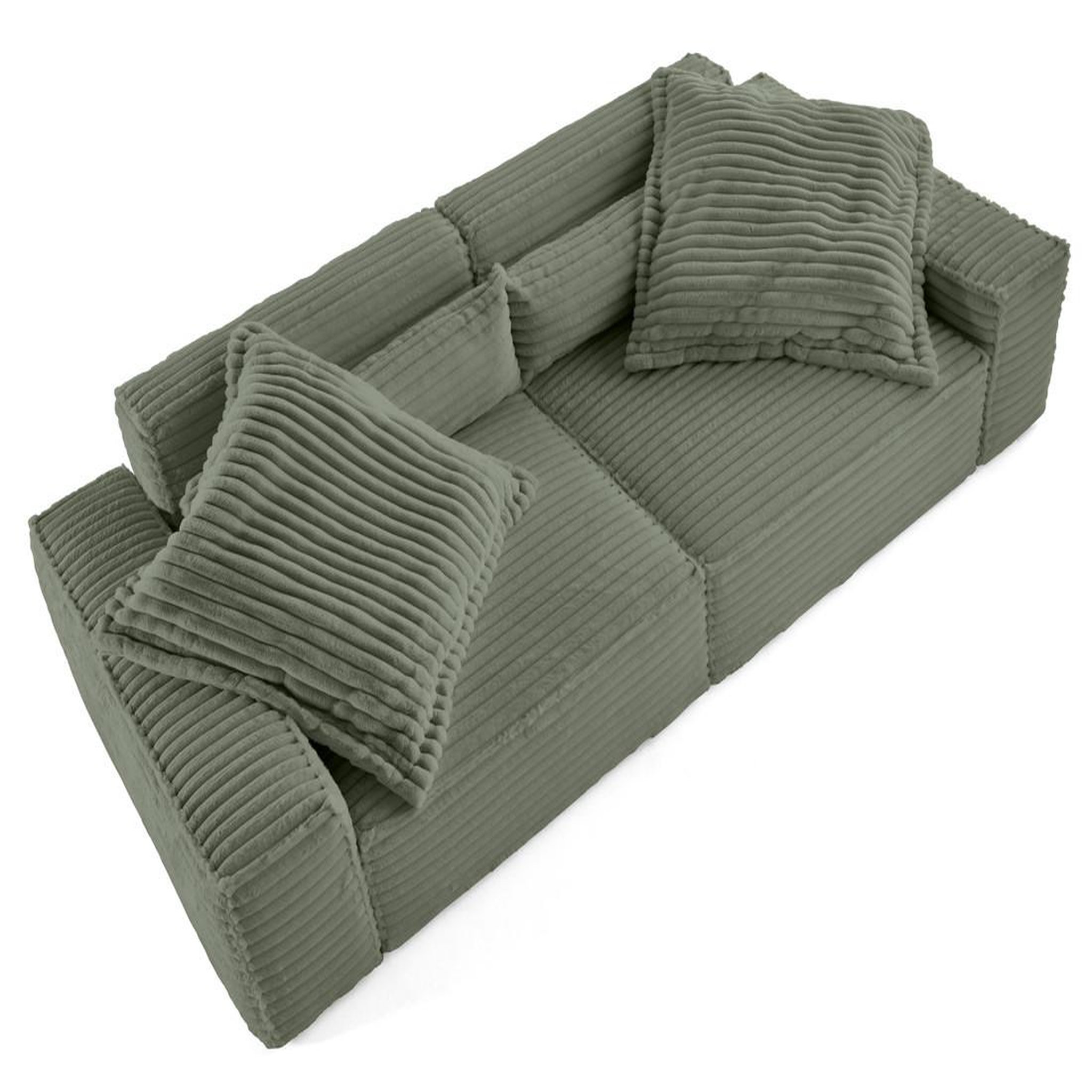 Voir la diapositive 2 : LISA DESIGN Richie - canapé droit 3 places avec double méridienne - assise profonde - en fausse fourrure côtelée