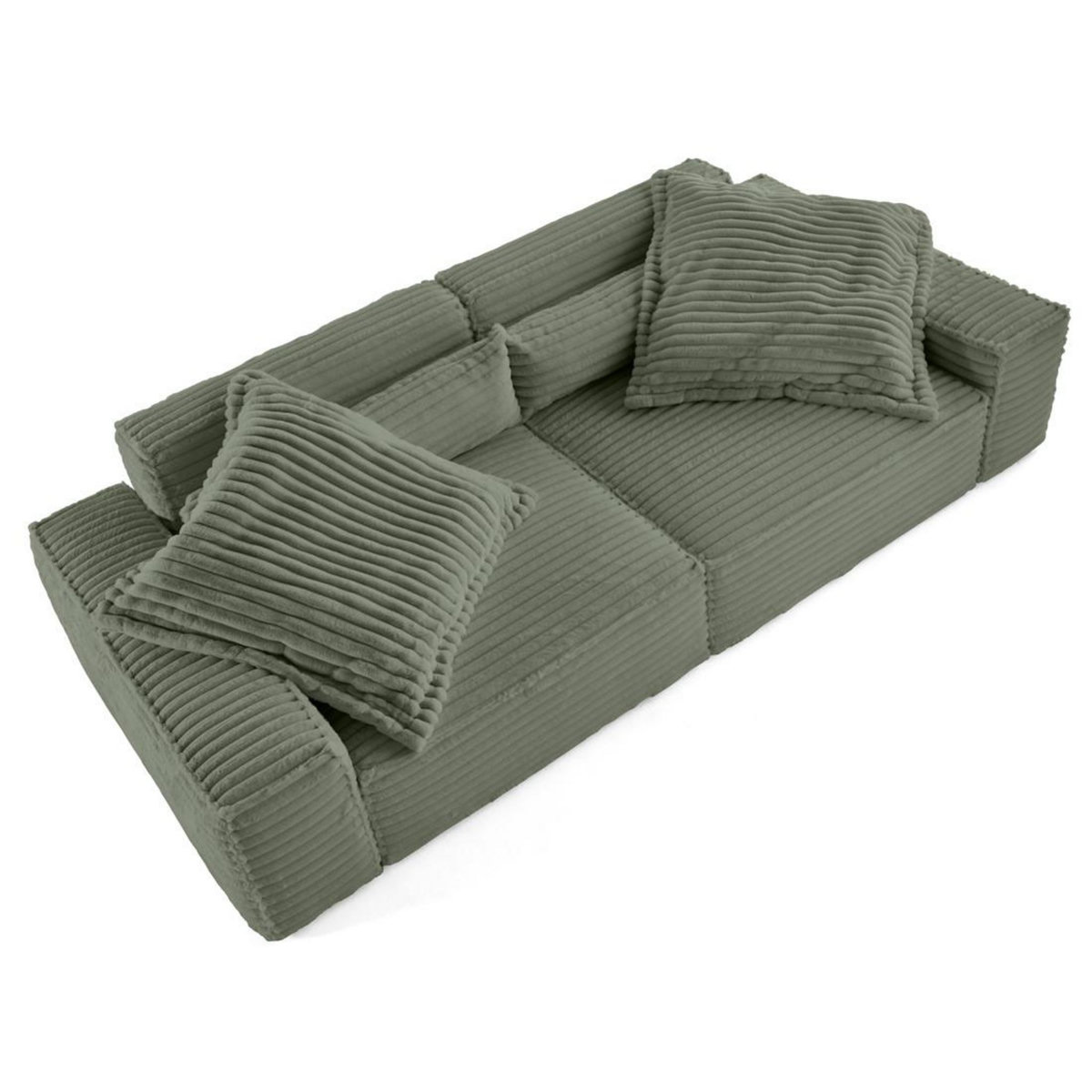 LISA DESIGN Richie - canapé droit 3 places avec double méridienne - assise profonde - en fausse fourrure côtelée