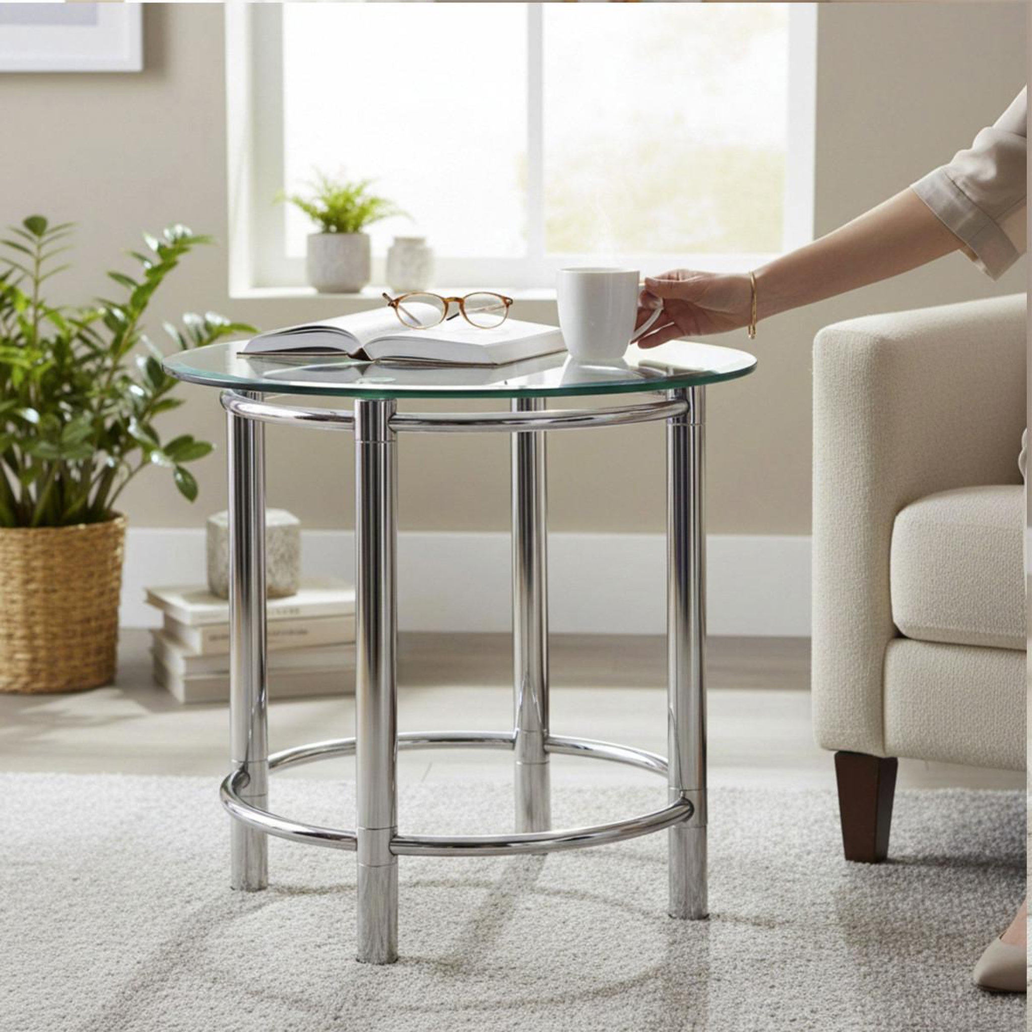 Voir la diapositive 2 : Paris Prix Table d'appoint design  fygas  55cm argent