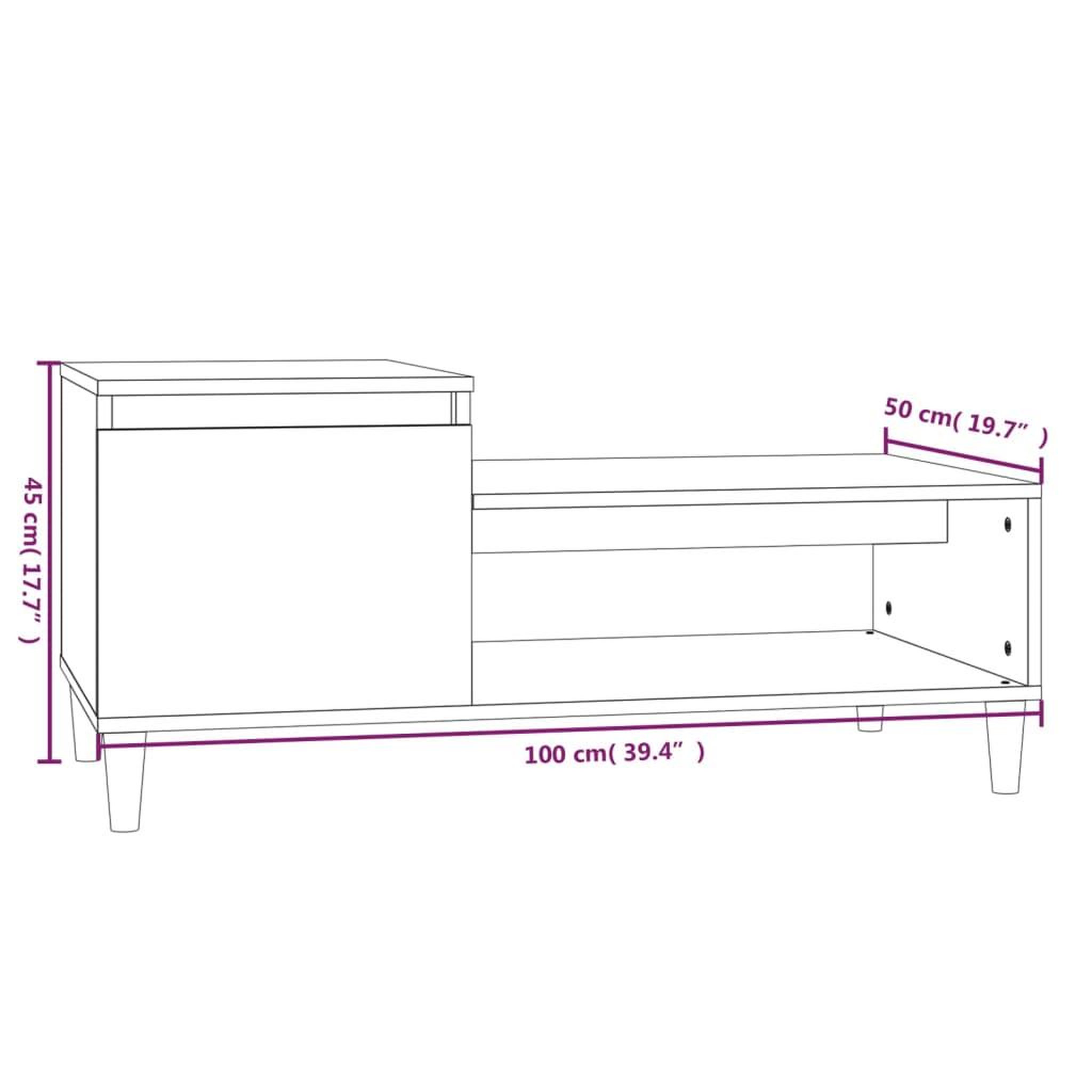 Voir la diapositive 6 : VIDAXL Table basse Blanc brillant 100x50x45 cm Bois d'ingenierie