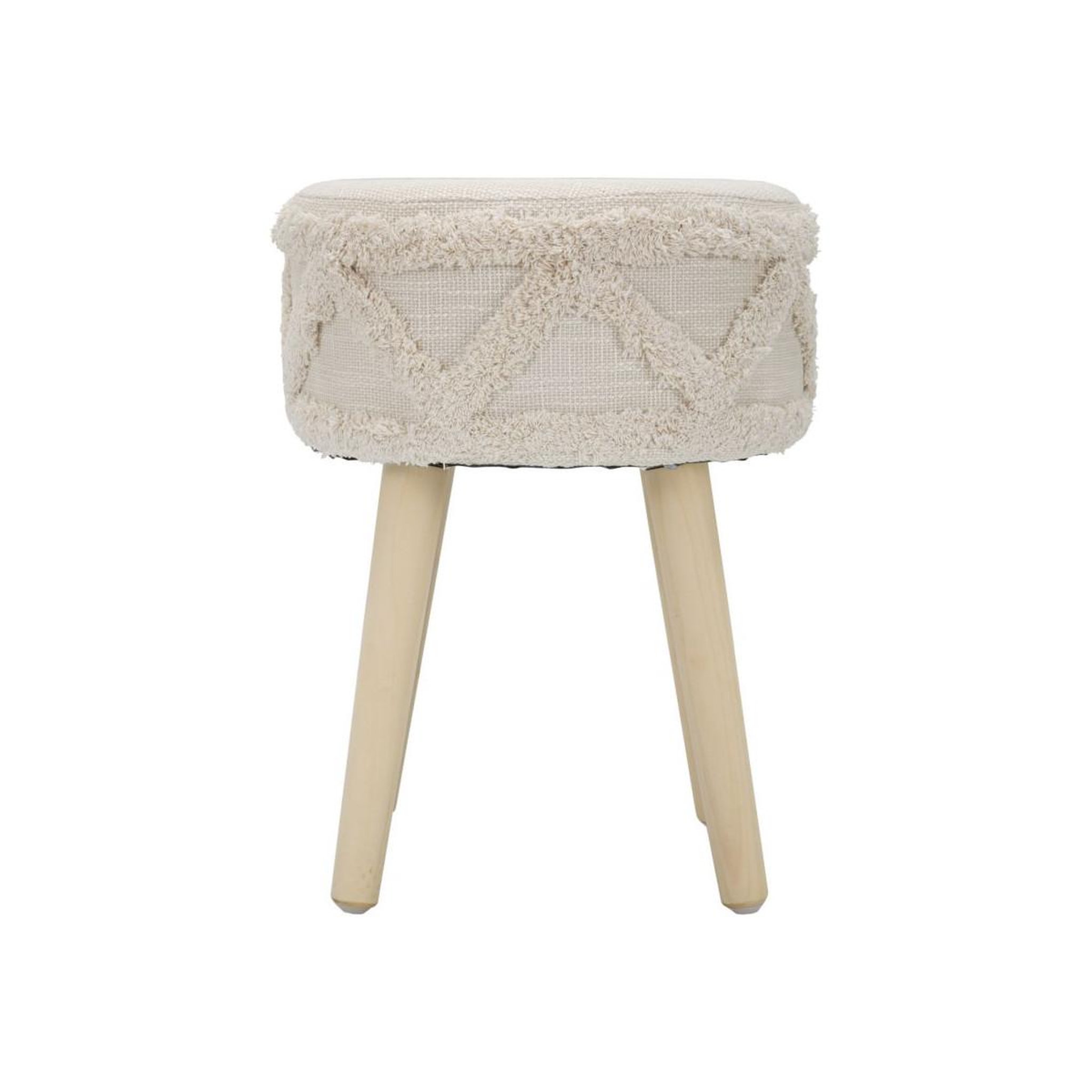 Voir la diapositive 5 : Paris Prix Tabouret effet tufté  damasco  41cm beige
