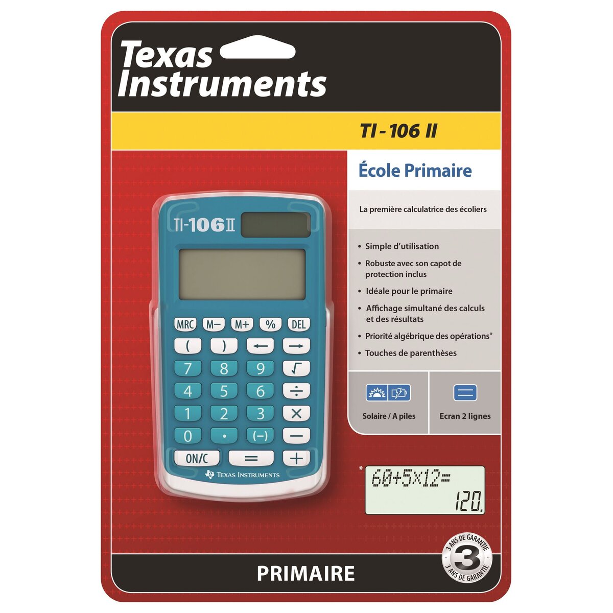  Calculatrice arithmétique primaire 4 opérations Ti-106 II bleue
