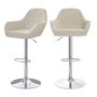 Voir la diapositive 1 : Rendez vous déco Lot de 2 chaises de bar effet laine bouclette blanc cassé 63/83 cm-Adam