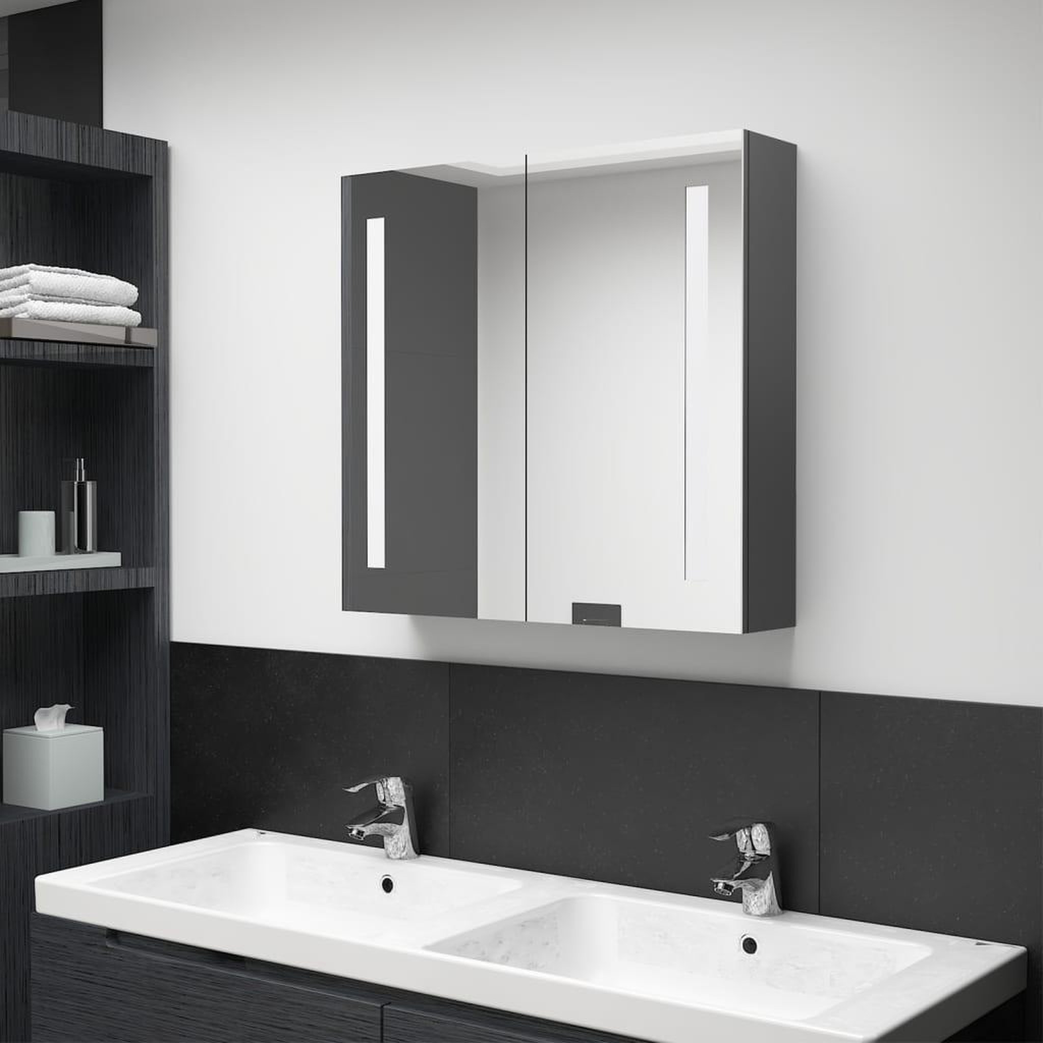 VIDAXL Armoire de salle de bain a miroir LED Gris 62x14x60 cm