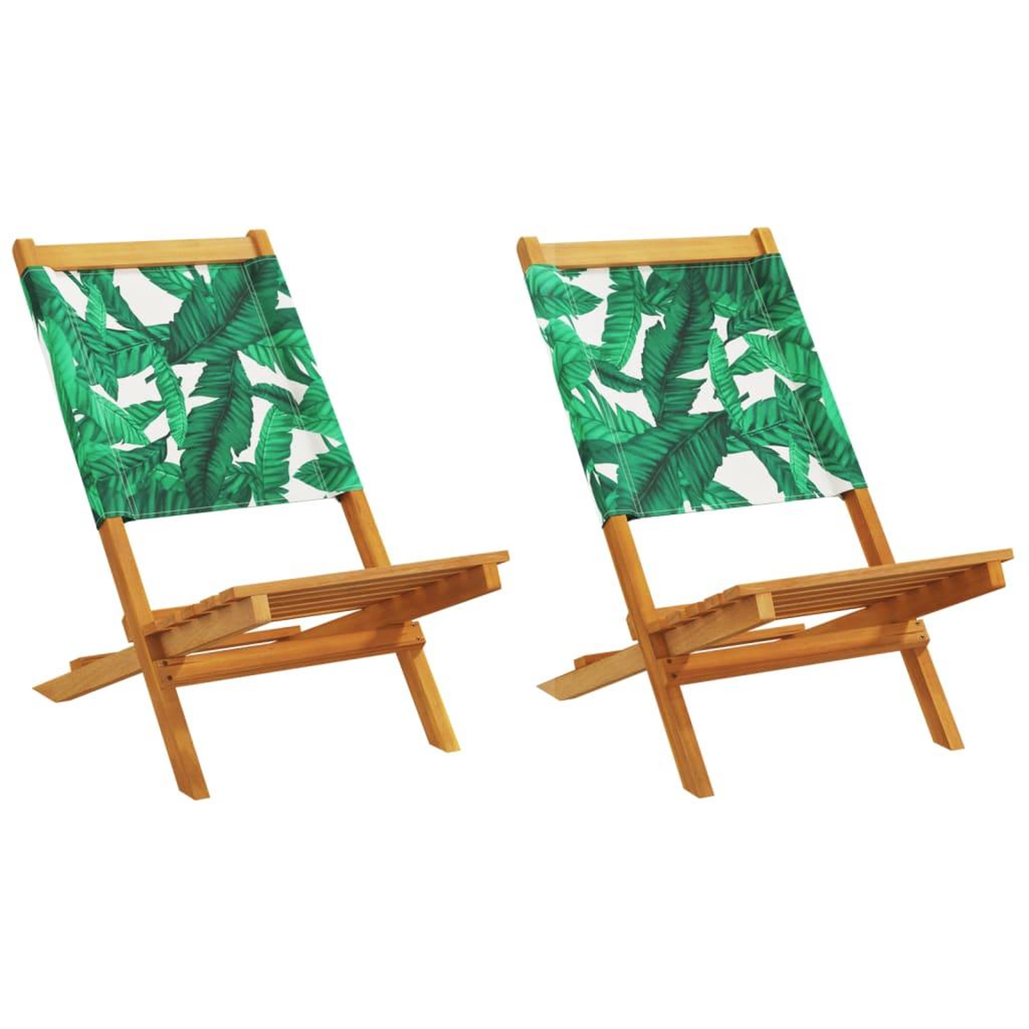 Voir la diapositive 2 : VIDAXL Chaises de jardin pliantes lot de 8 vert tissu et bois massif