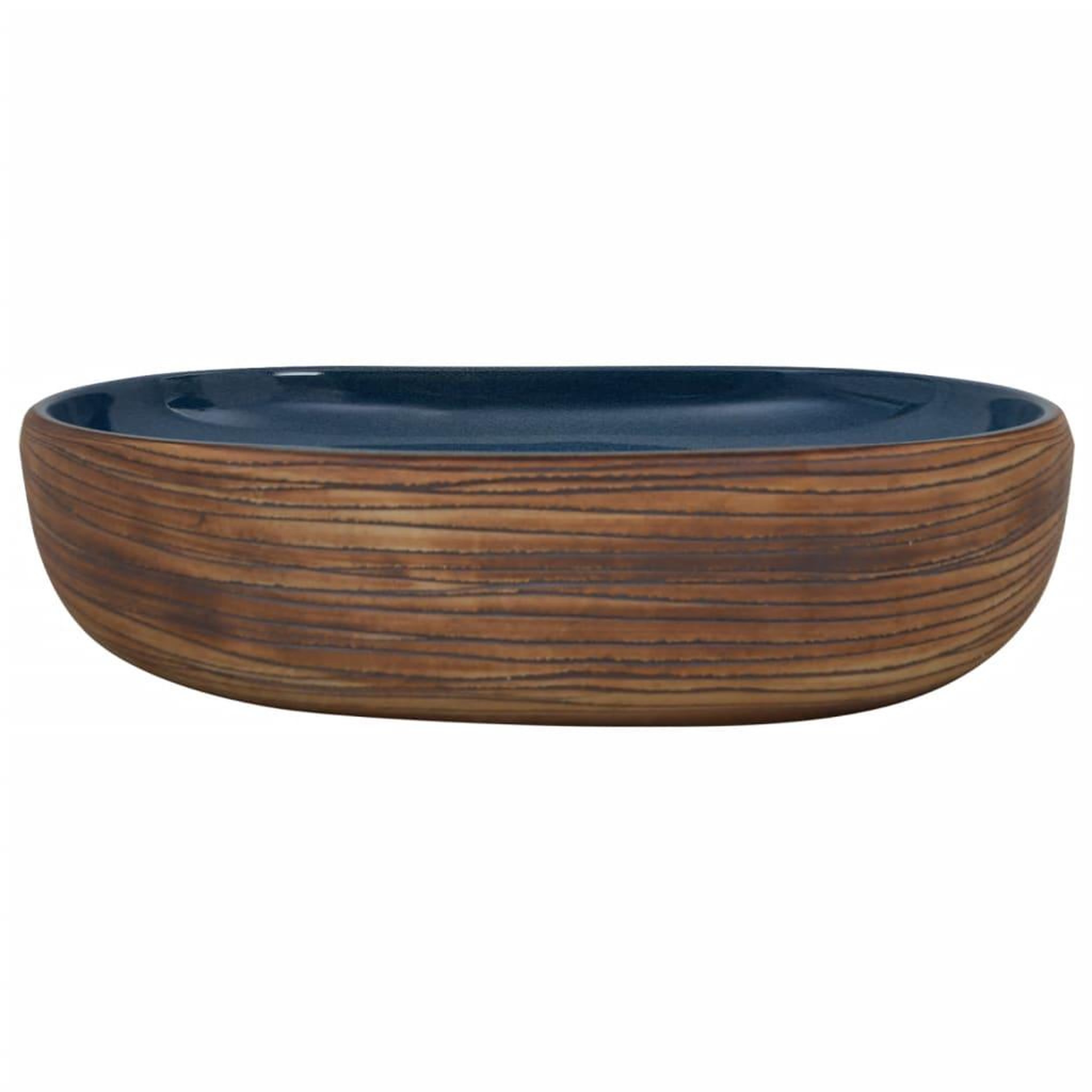 Voir la diapositive 3 : VIDAXL Vasque a poser marron et bleu ovale 59x40x14 cm ceramique