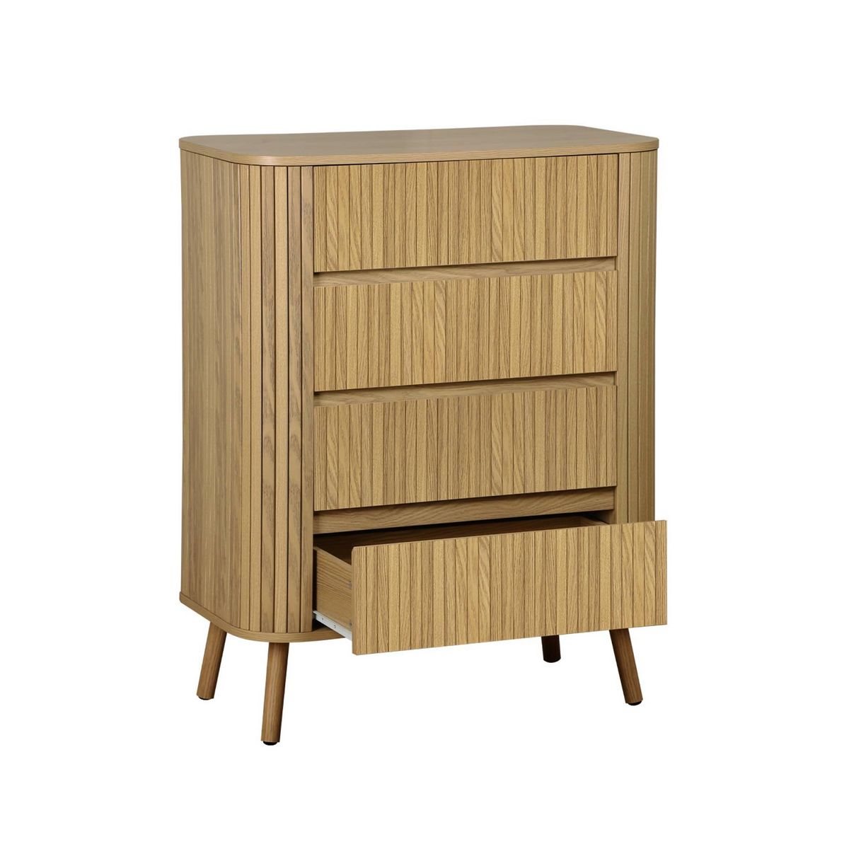 SWEEEK Commode 4 tiroirs. décor strié naturel. L 80x P 45  H 100cm