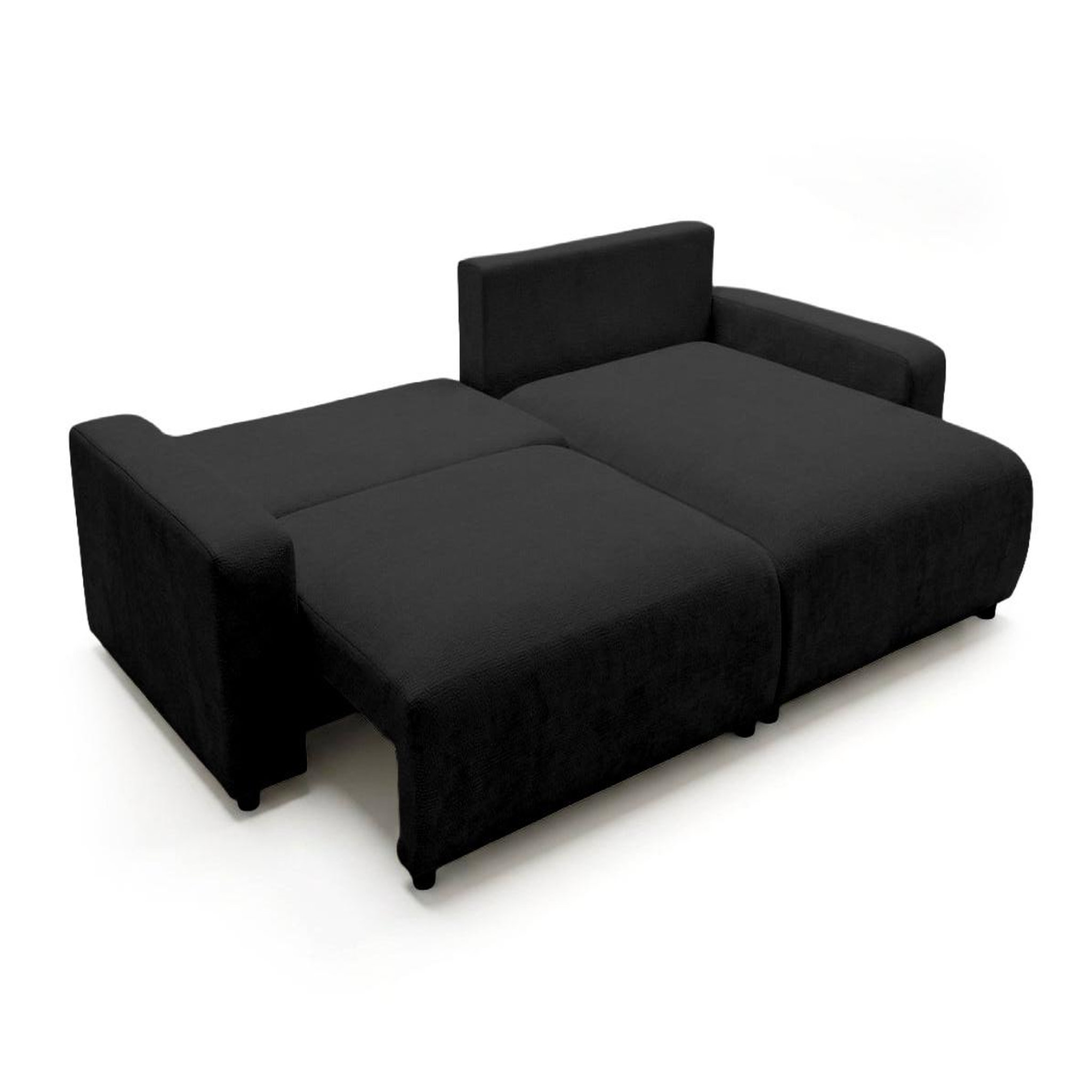 Voir la diapositive 3 : BEST MOBILIER Mini pivoine - canapé d'angle réversible 4 places convertible avec coffre en velours texturé