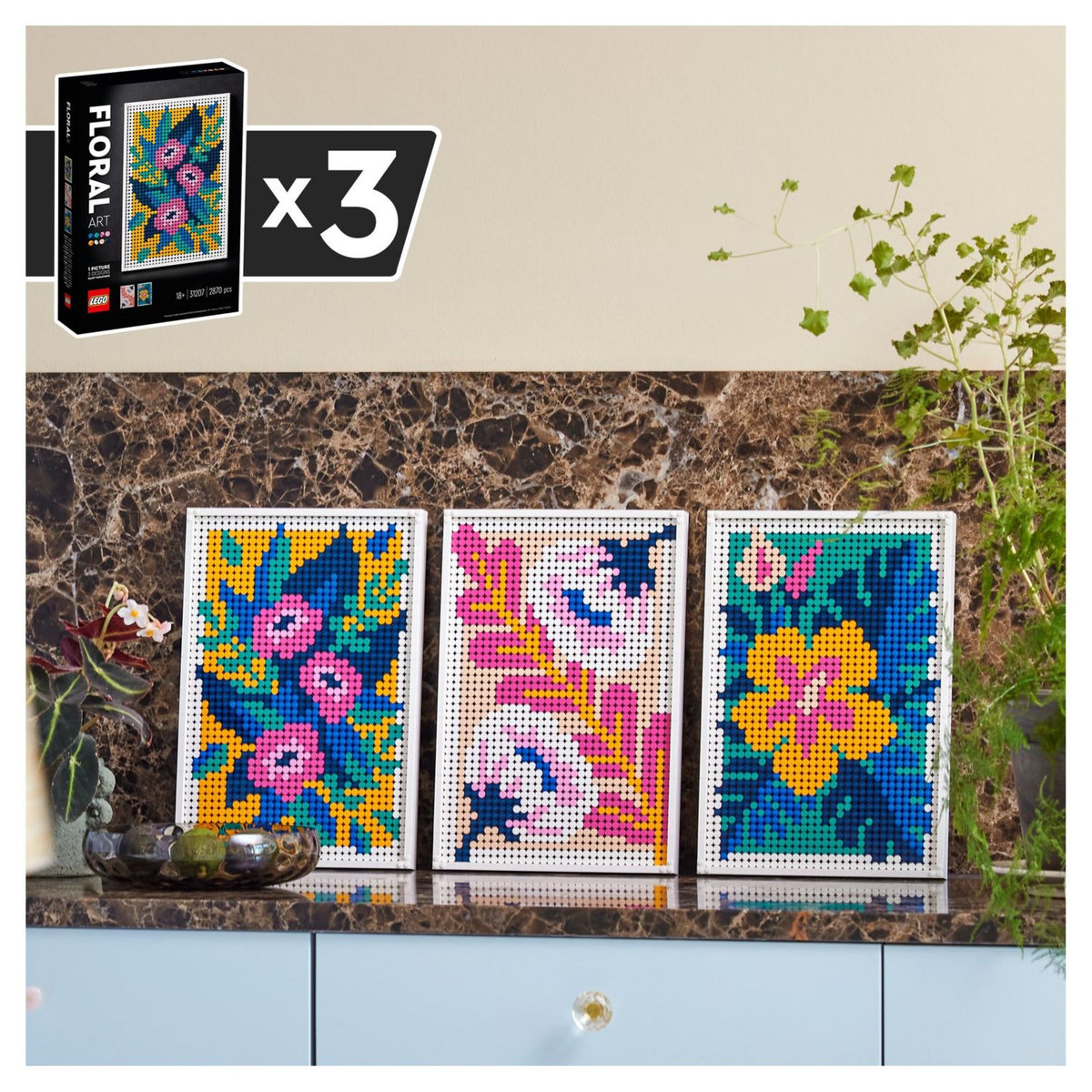 LEGO Art 31207 Art Floral, Accessoire Décoration Intérieure, Fleurs Artificielles, Adultes