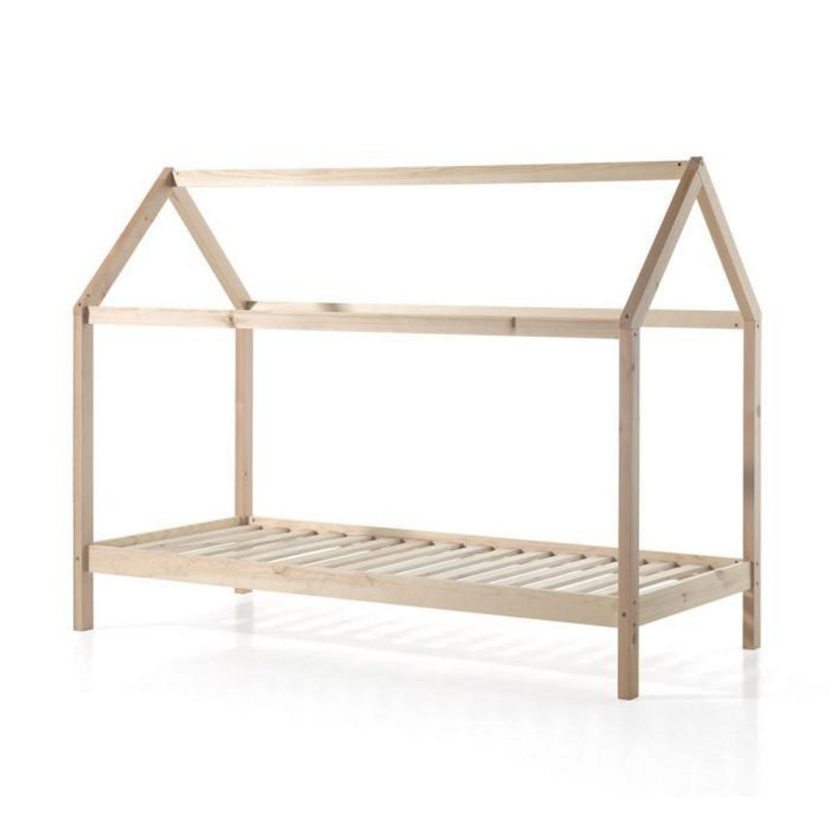 Paris Prix Pack - Lit Cabane Enfant & Matelas  Dallas  90x200cm Naturel