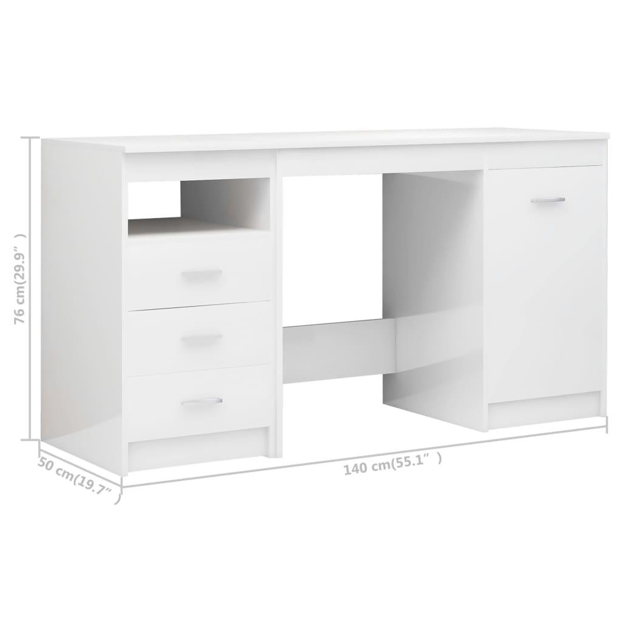 Voir la diapositive 6 : VIDAXL Bureau Blanc brillant 140x50x76 cm Bois d'ingenierie