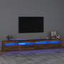 Voir la diapositive 1 : VIDAXL Meuble TV avec lumieres LED Chene fume 270x35x40 cm