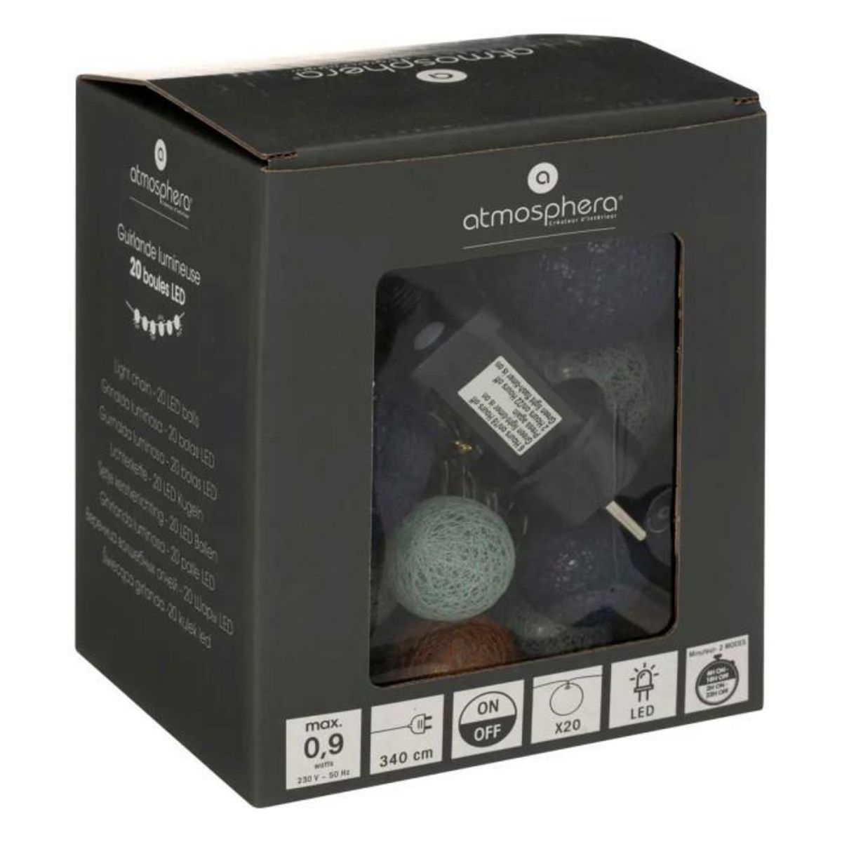 ATMOSPHERA Guirlande Lumineuse 20 Boules  LED  340cm Orange