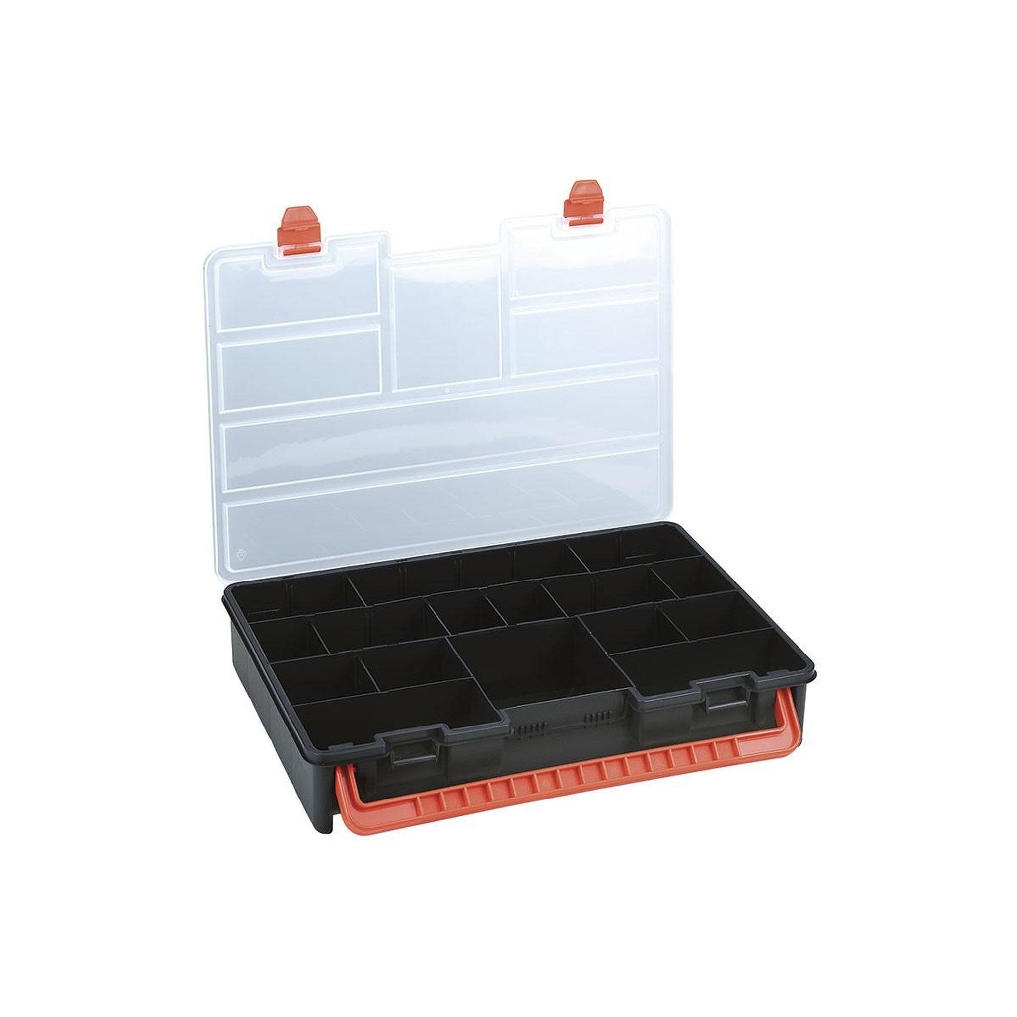 Voir la diapositive 5 : ART PLAST Boîte de rangement professionnelle organiseur 23 compartiments amovibles noir orange 44.3 x 31.7 x 8 cm artplast