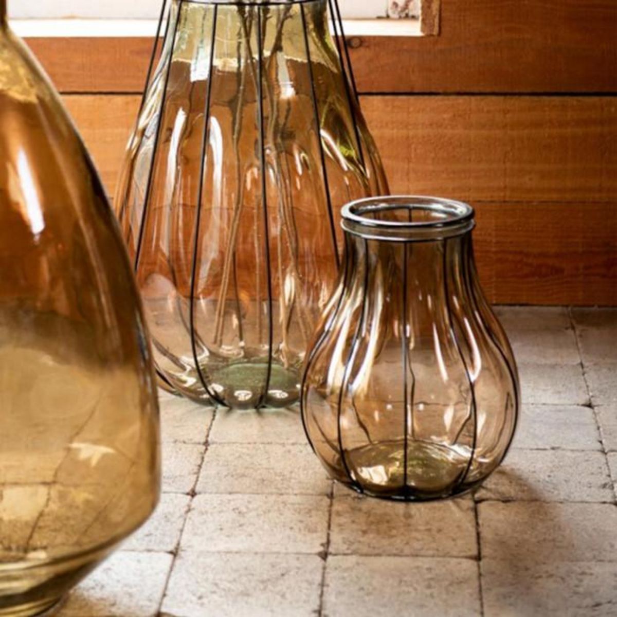 Paris Prix Vase Design en Verre  Fusion  30cm Taupe