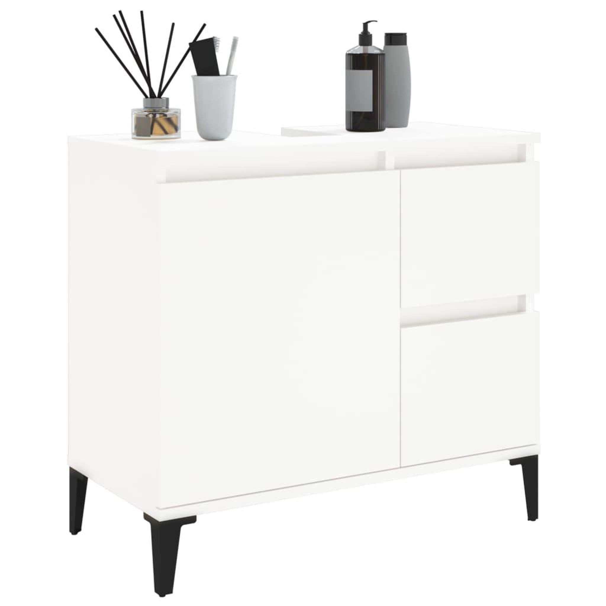 Voir la diapositive 5 : VIDAXL Armoire de salle de bain blanc 65x33x60 cm bois d'ingenierie