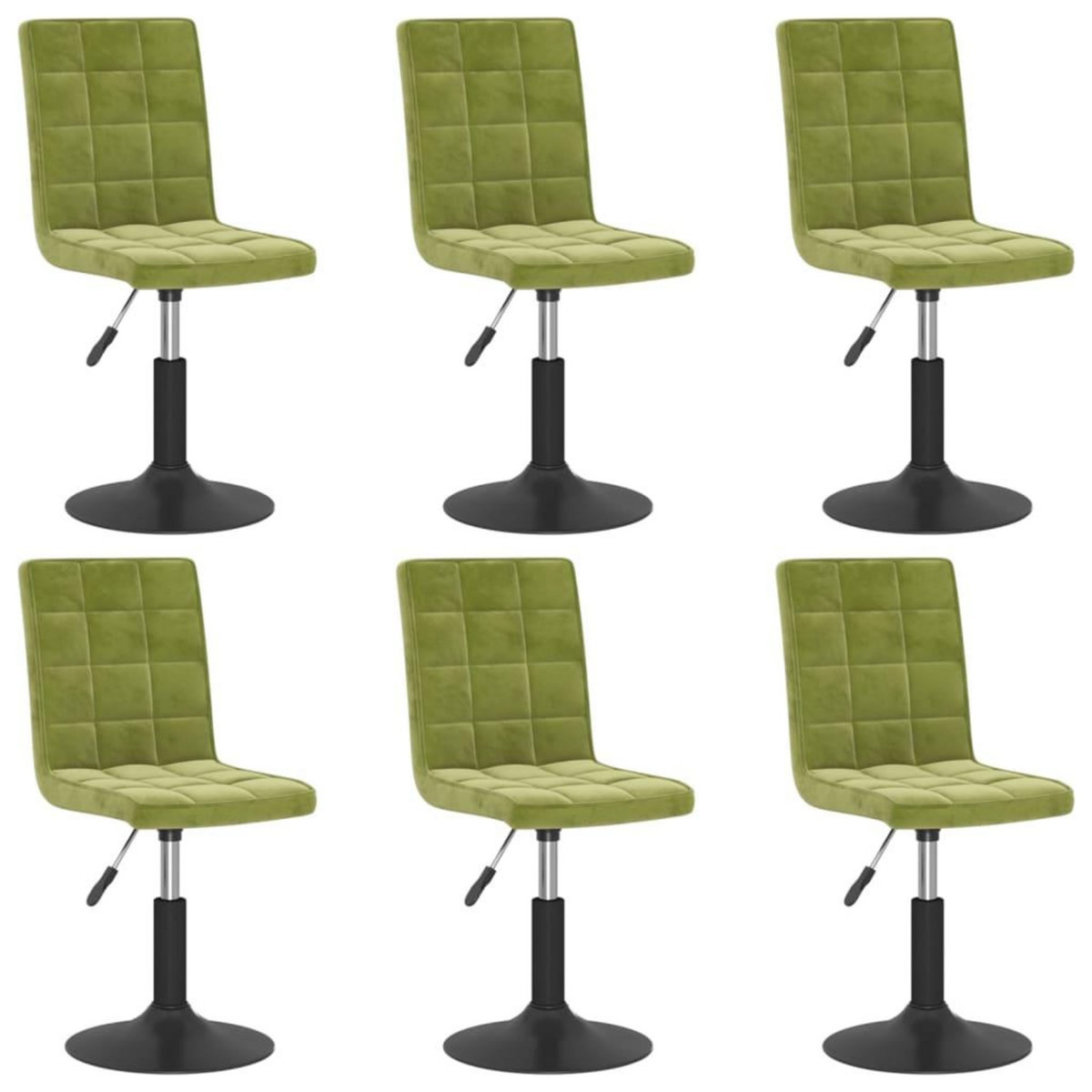 VIDAXL Chaises pivotantes a manger lot de 6 vert clair velours