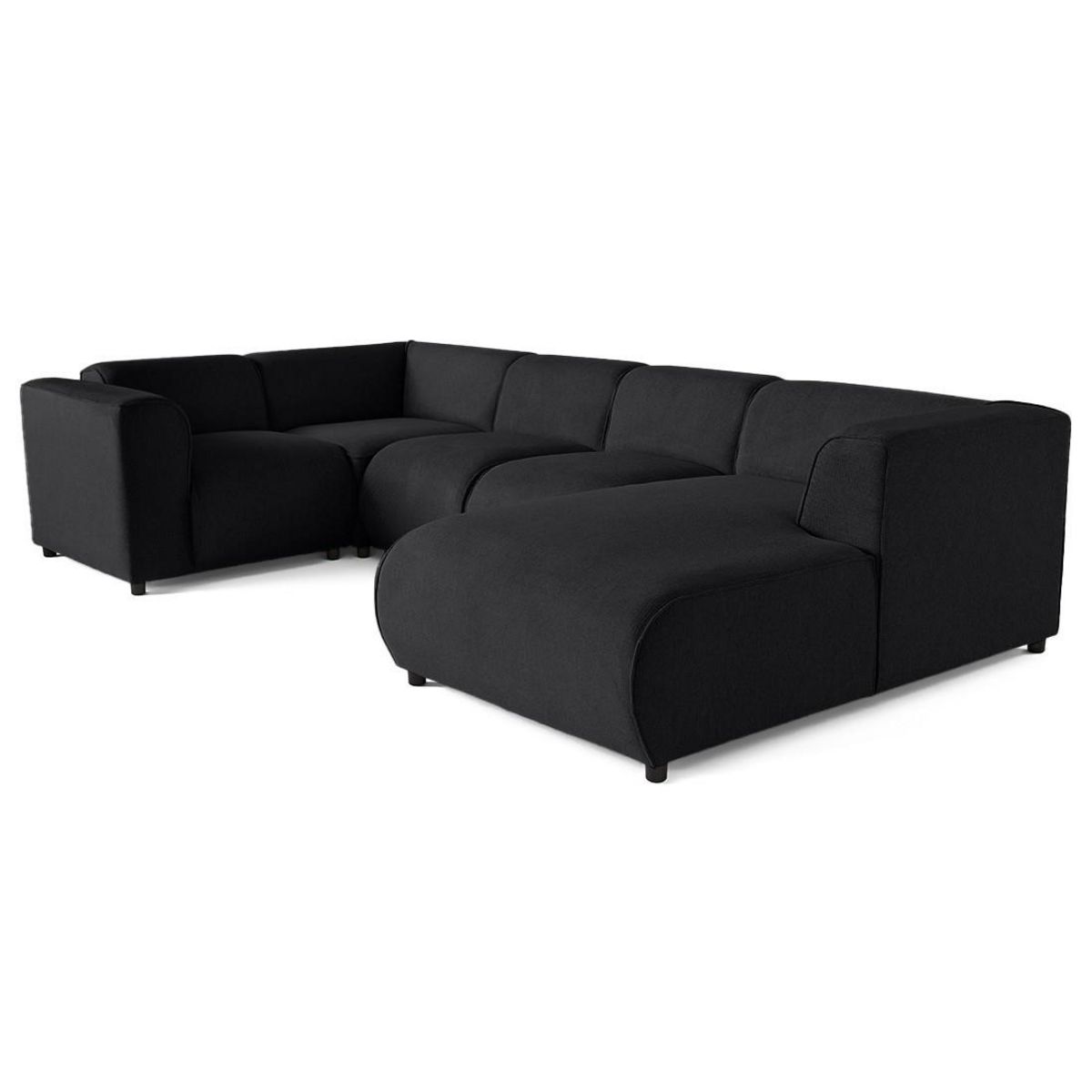 LISA DESIGN Suaro - canapé modulable panoramique d'angle gauche 7 places en tissu texturé