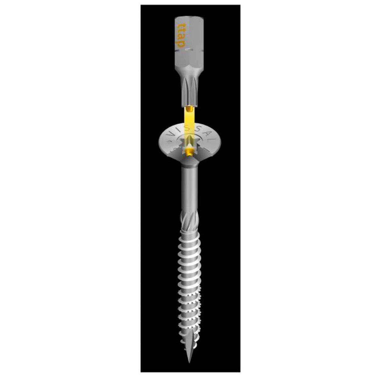  Vis spéciale bois VissalBois zinguée tête fraisée TX 6,0 x 100 mm  boite de 100 vis TX30