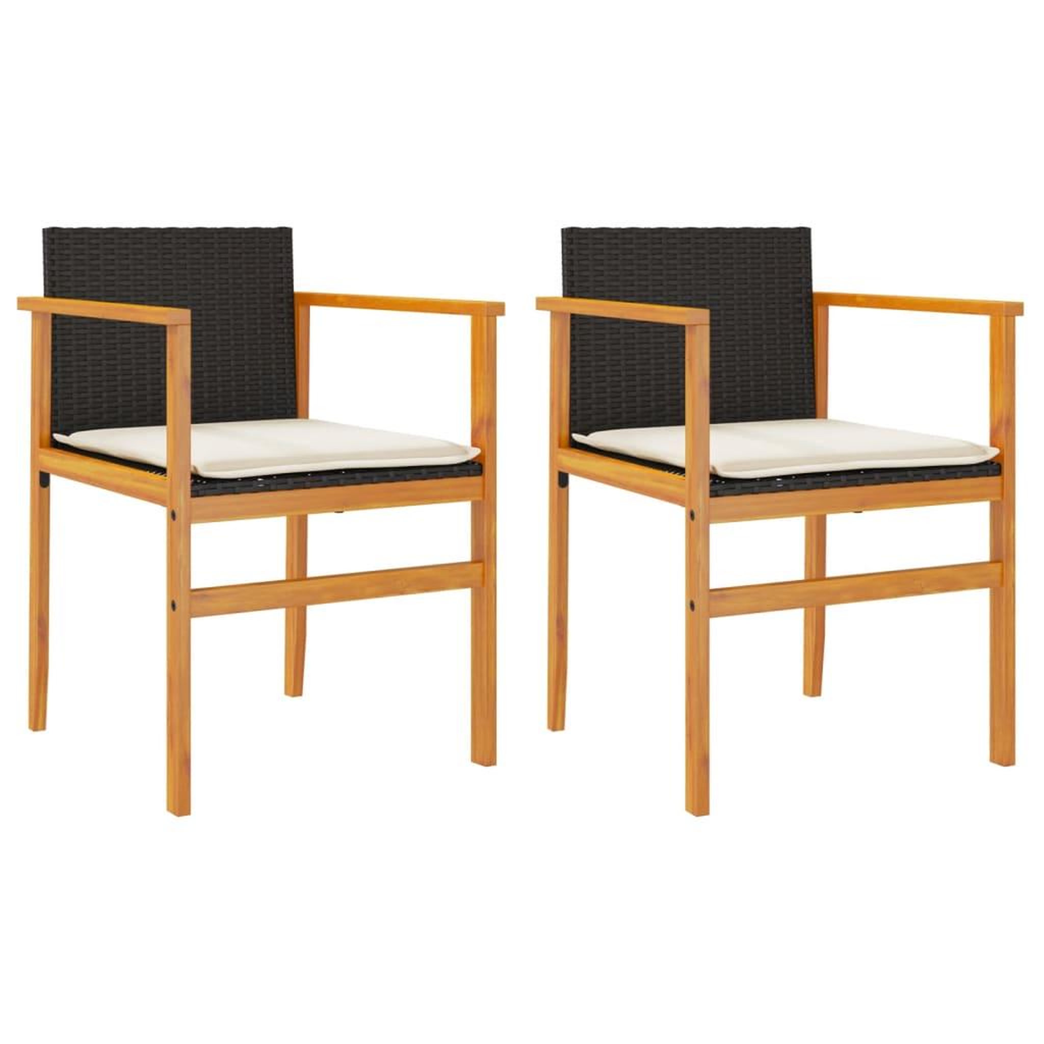 Voir la diapositive 2 : VIDAXL Chaises de jardin coussins lot de 2 noir resine tressee et bois