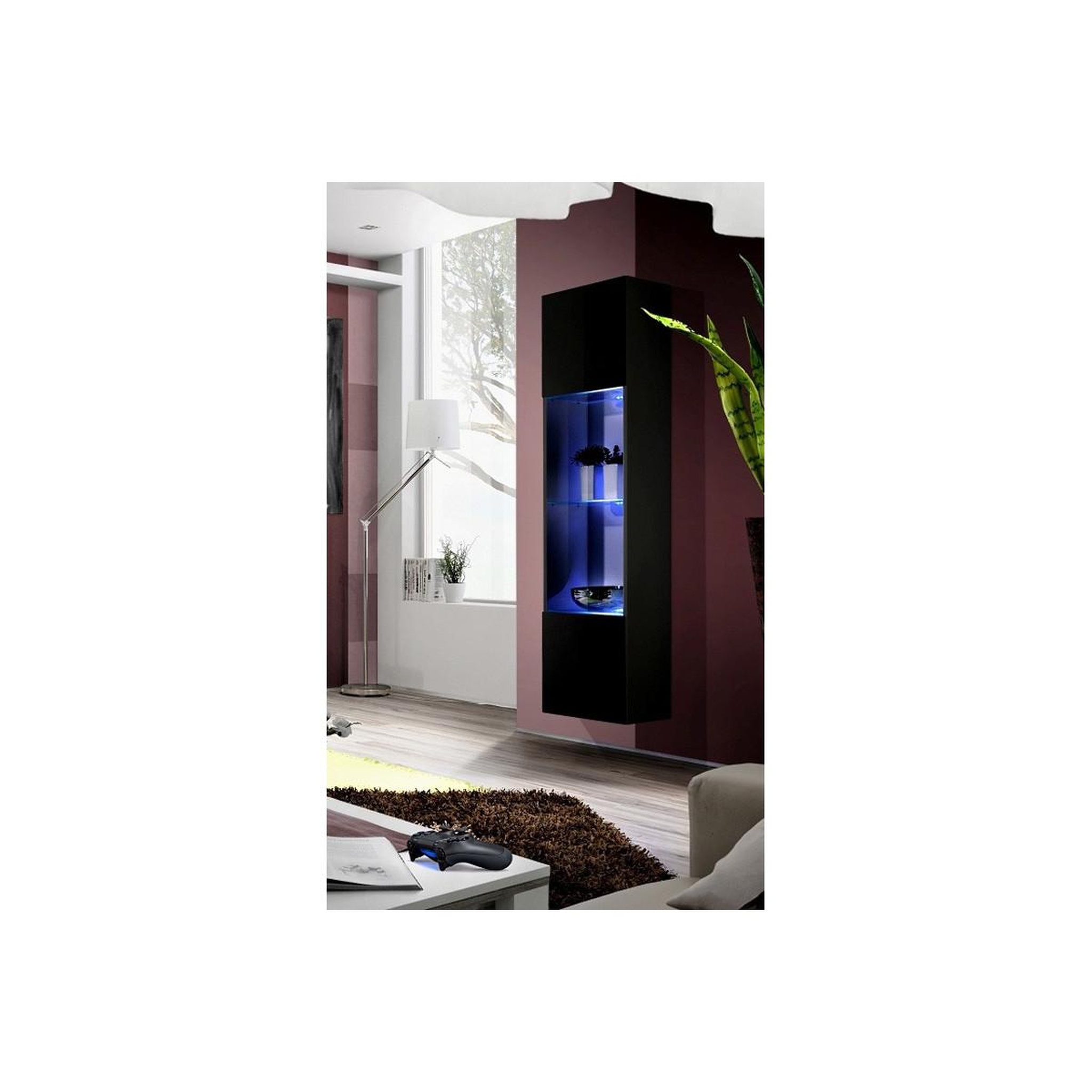 Voir la diapositive 2 : Paris Prix Vitrine LED Murale Design  Fly C3  170cm Noir