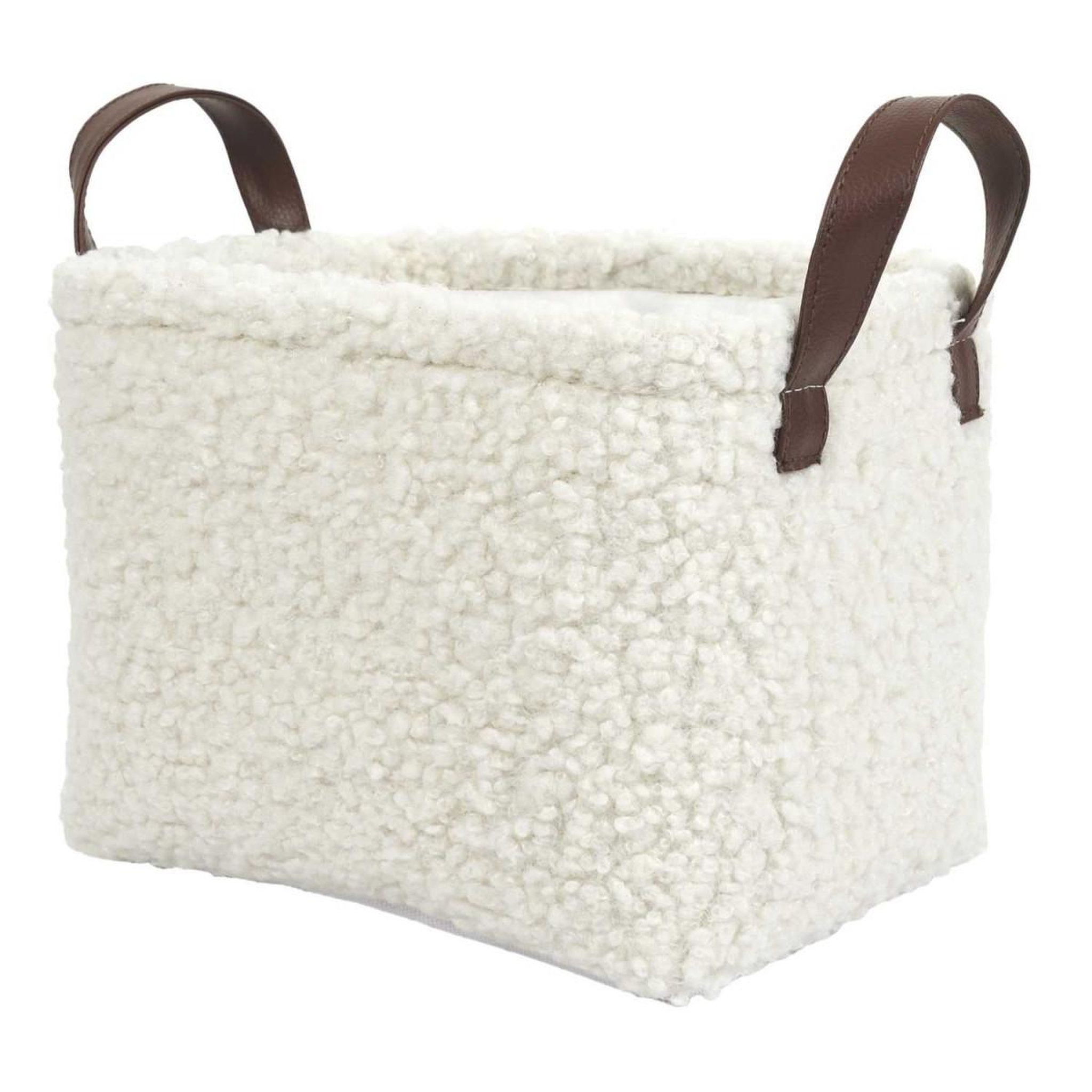 Voir la diapositive 4 : The Home Deco Factory Lot de 3 paniers de rangement  bouclette  36cm blanc