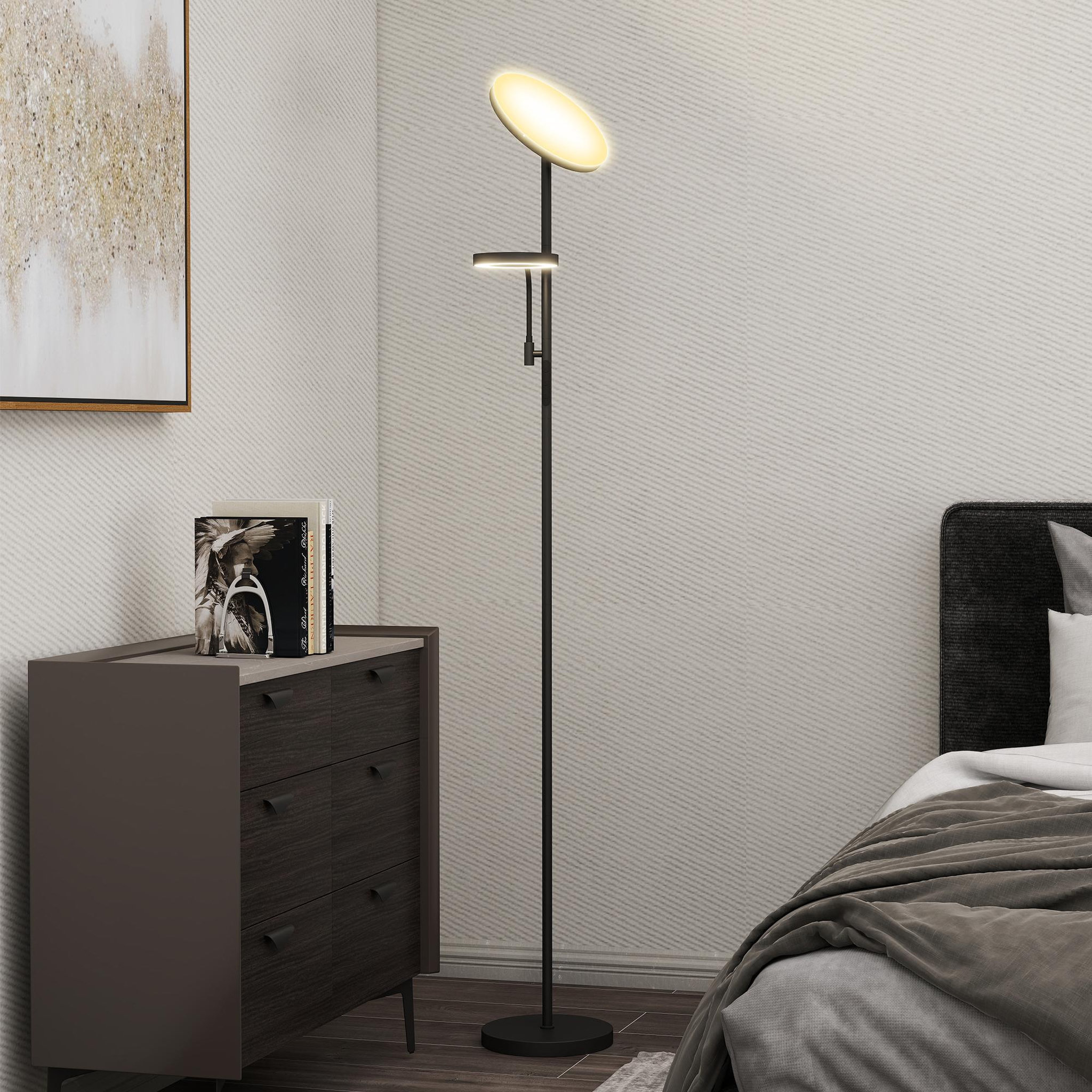 Voir la diapositive 2 : HOMCOM Lampadaire led 42w dimmable 2700k-6500k 4 couleurs variation continue 4 modes scène télécommande noir