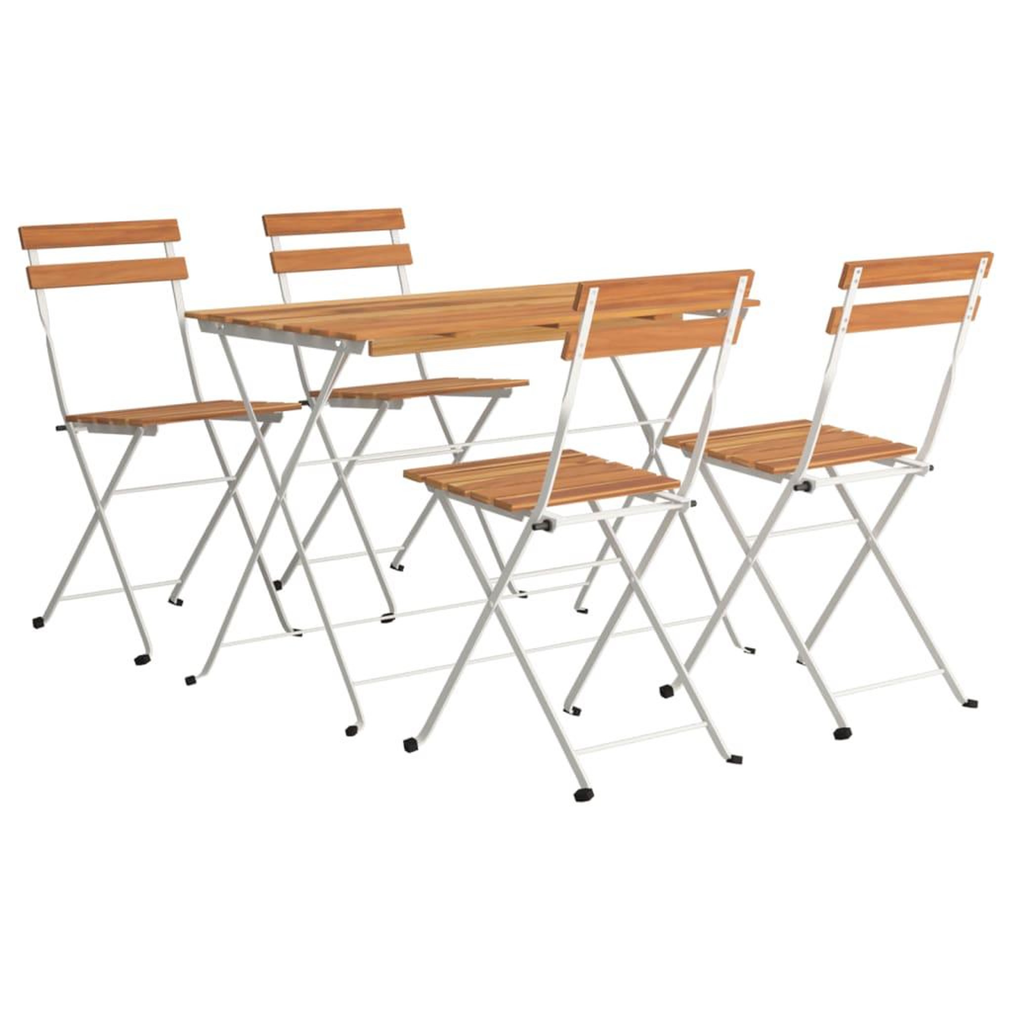 Voir la diapositive 3 : VIDAXL Ensemble de bistro pliable 5 pcs Bois d'acacia solide et acier