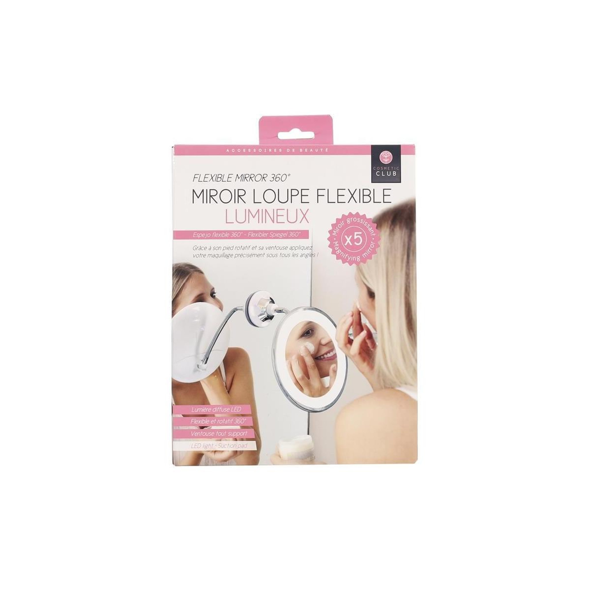 Voir la diapositive 5 : Cosmetic Club Miroir grossissant flexible  lumineux  30cm blanc