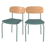 Rendez vous déco Lot de 2 chaises en bois clair et tissu bleu canard - Alba. Coloris disponibles : Orange, Bleu