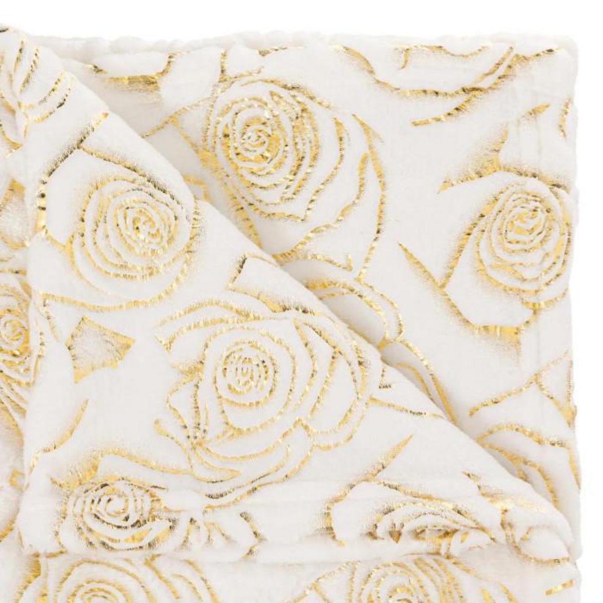 ATMOSPHERA Plaid Imprimé  Perle de Rose  130x180cm Blanc