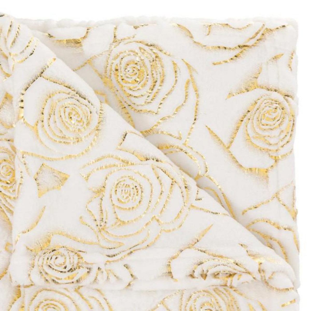 ATMOSPHERA Plaid Imprimé  Perle de Rose  130x180cm Blanc