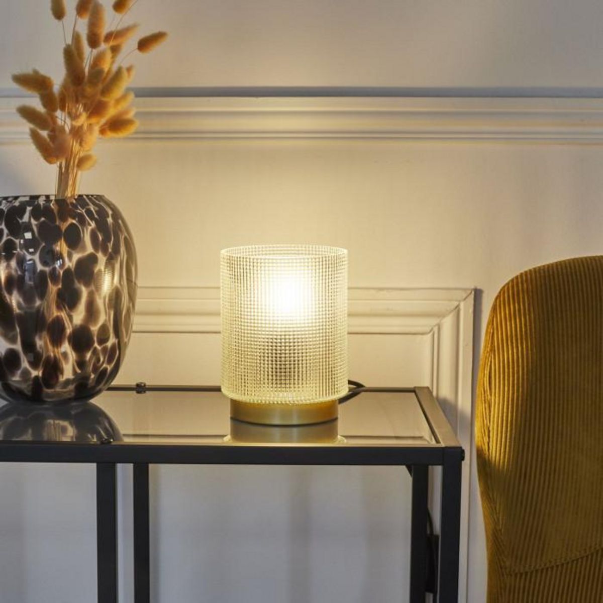 Paris Prix Lampe à Poser Design Embossé  Lounge  15cm Blanc