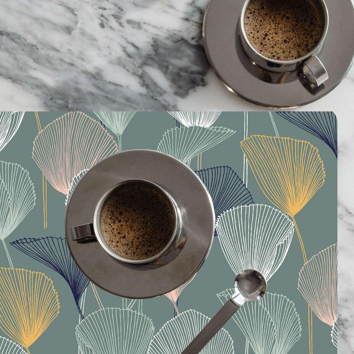 HABITABLE Lot de 6 sets de table Cottey - 28 x 43 cm - Bleu