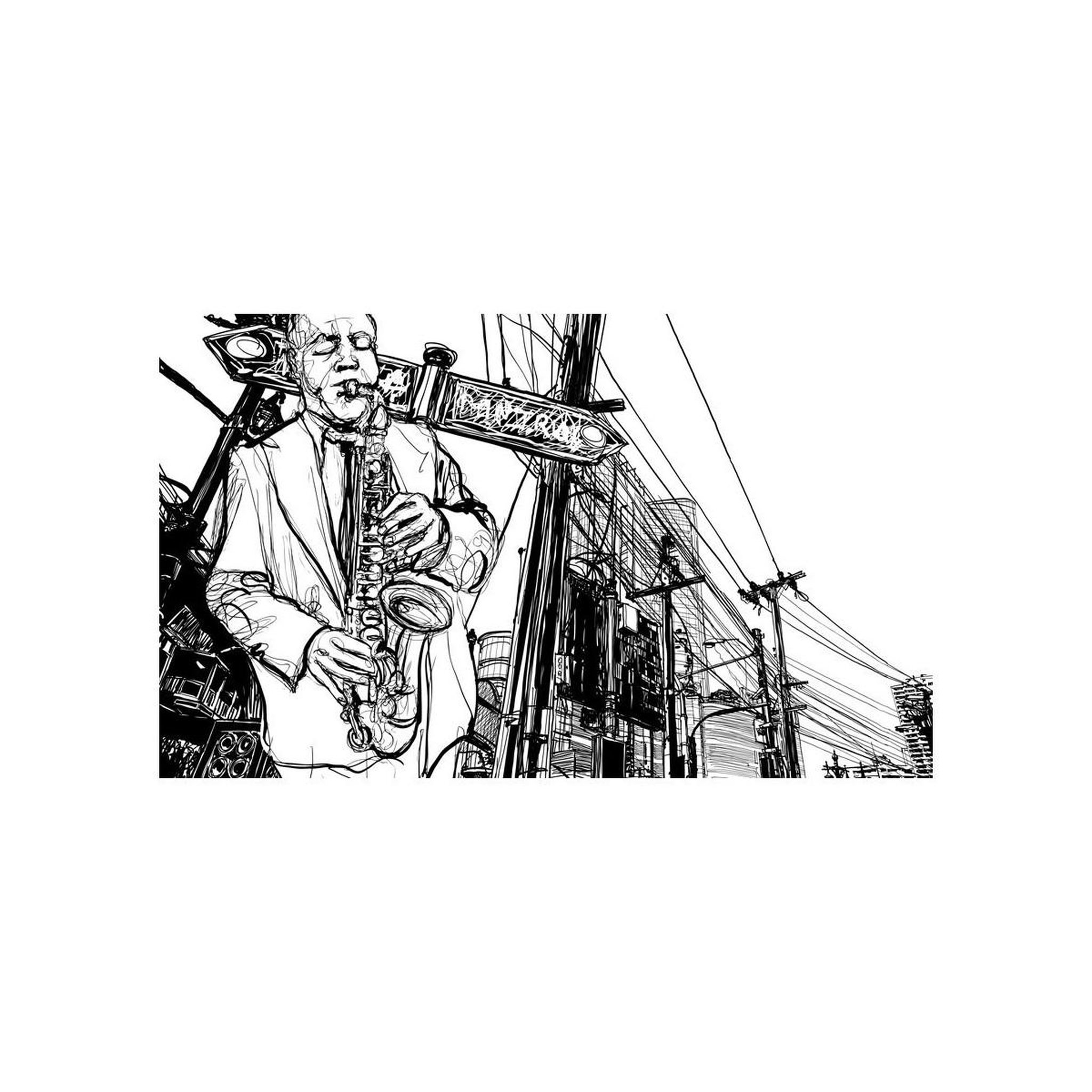 Voir la diapositive 2 : Paris Prix Papier peint  saxophone recital on broadway ii  270x450cm