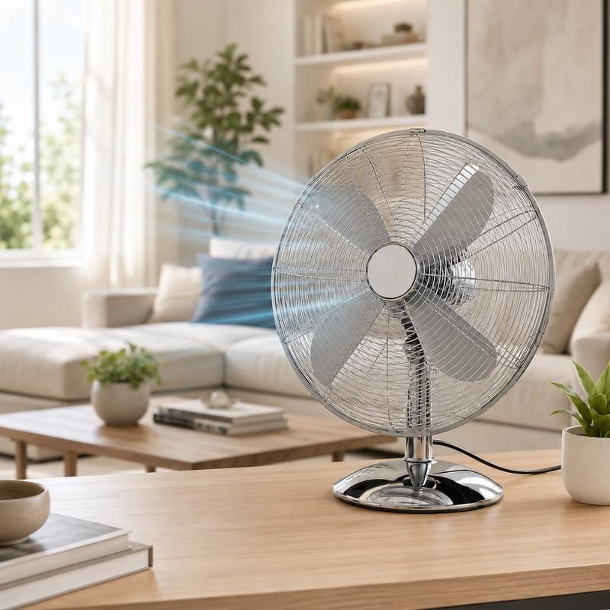 Voir la diapositive 2 : DC Direct Ventilateur de table dcg VE1616 finition argentée