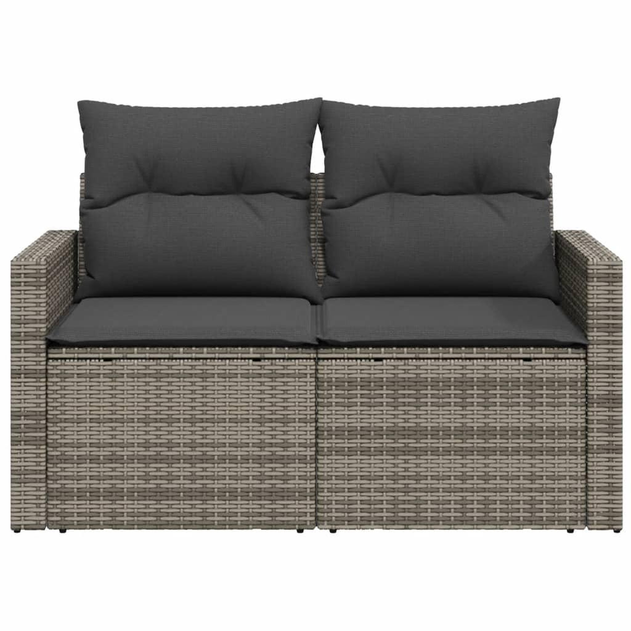 Voir la diapositive 5 : VIDAXL Canape de jardin 2 places avec coussins gris resine tressee
