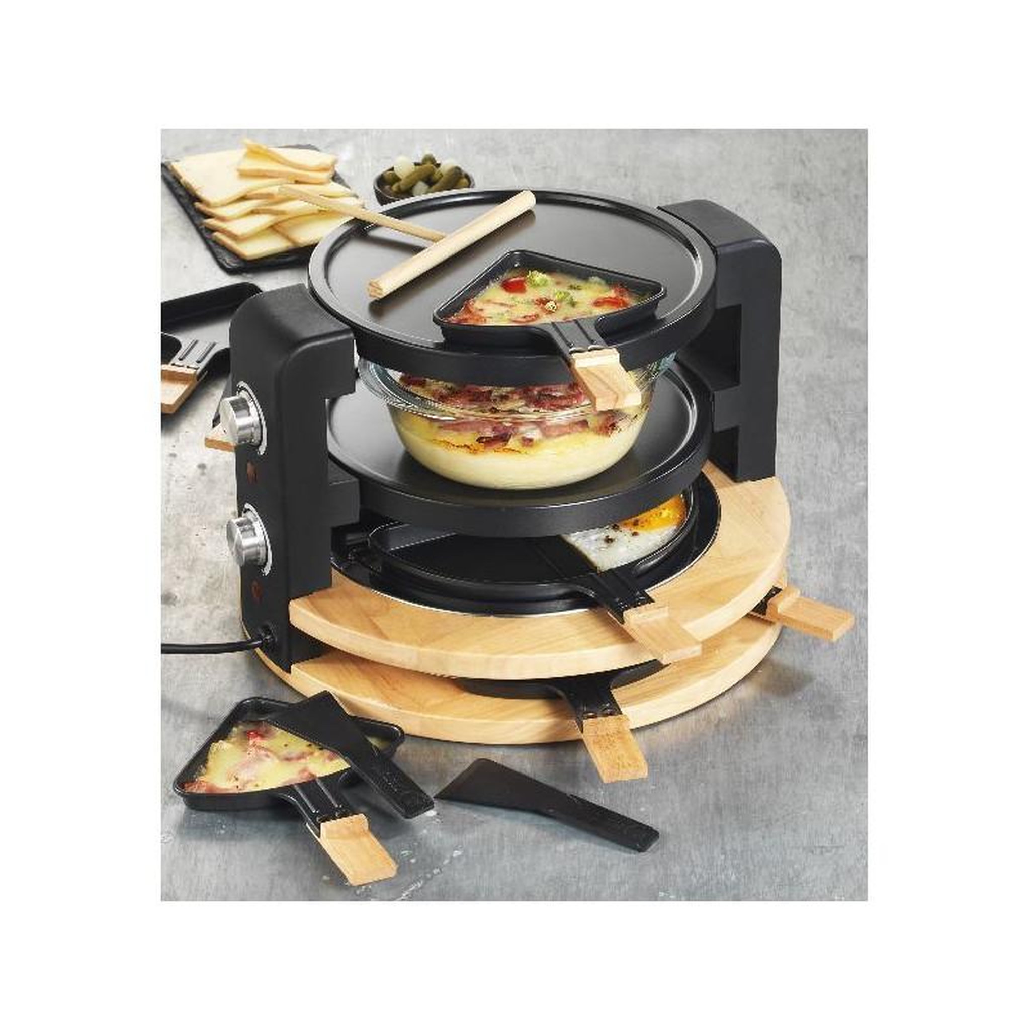 Voir la diapositive 5 : Kitchen chef Appareil à raclette 8/10 personnes 1500w + gril + crêpière - KCWOOD.8.SUPER