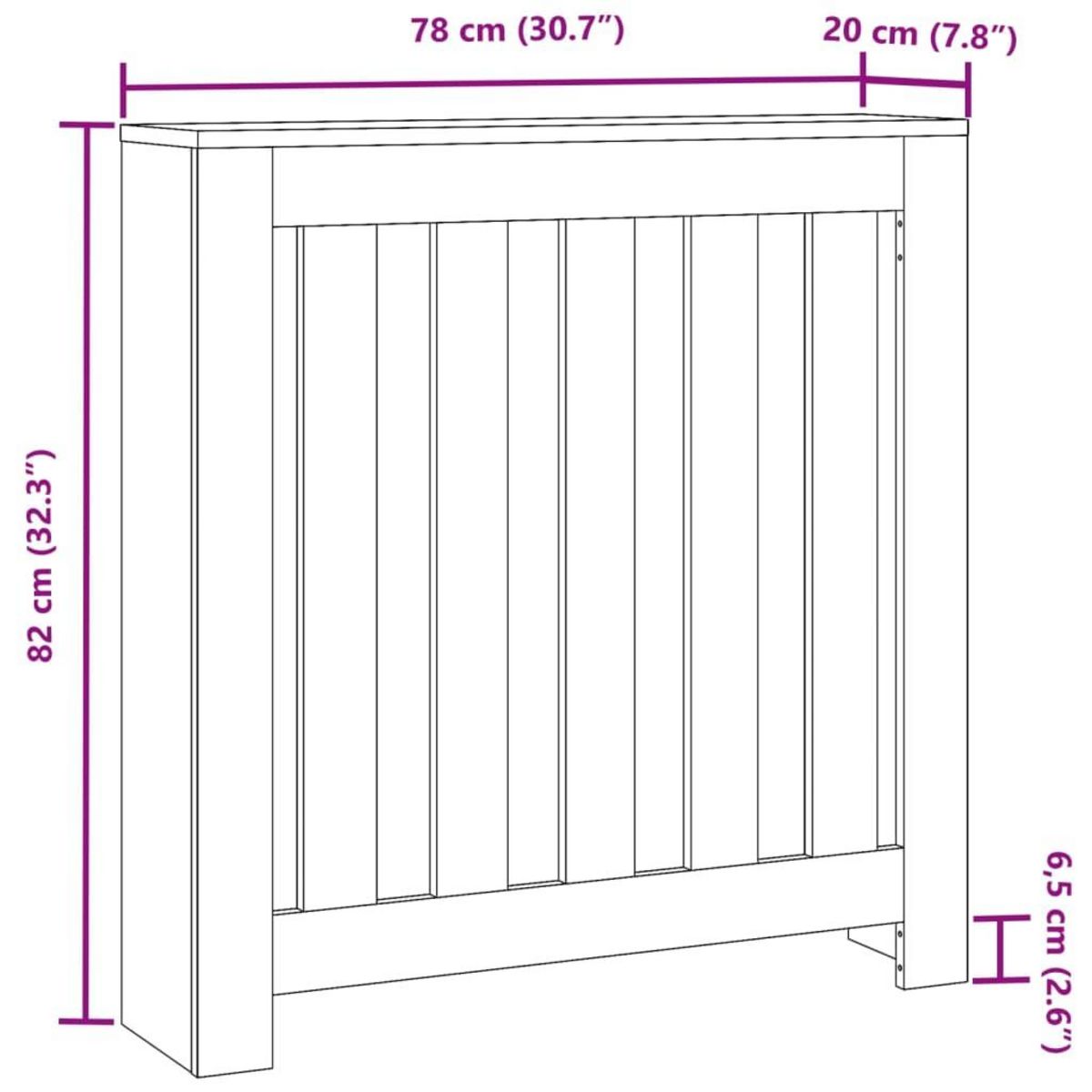 VIDAXL Cache-radiateur chene sonoma 78x20x82 cm bois d'ingenierie