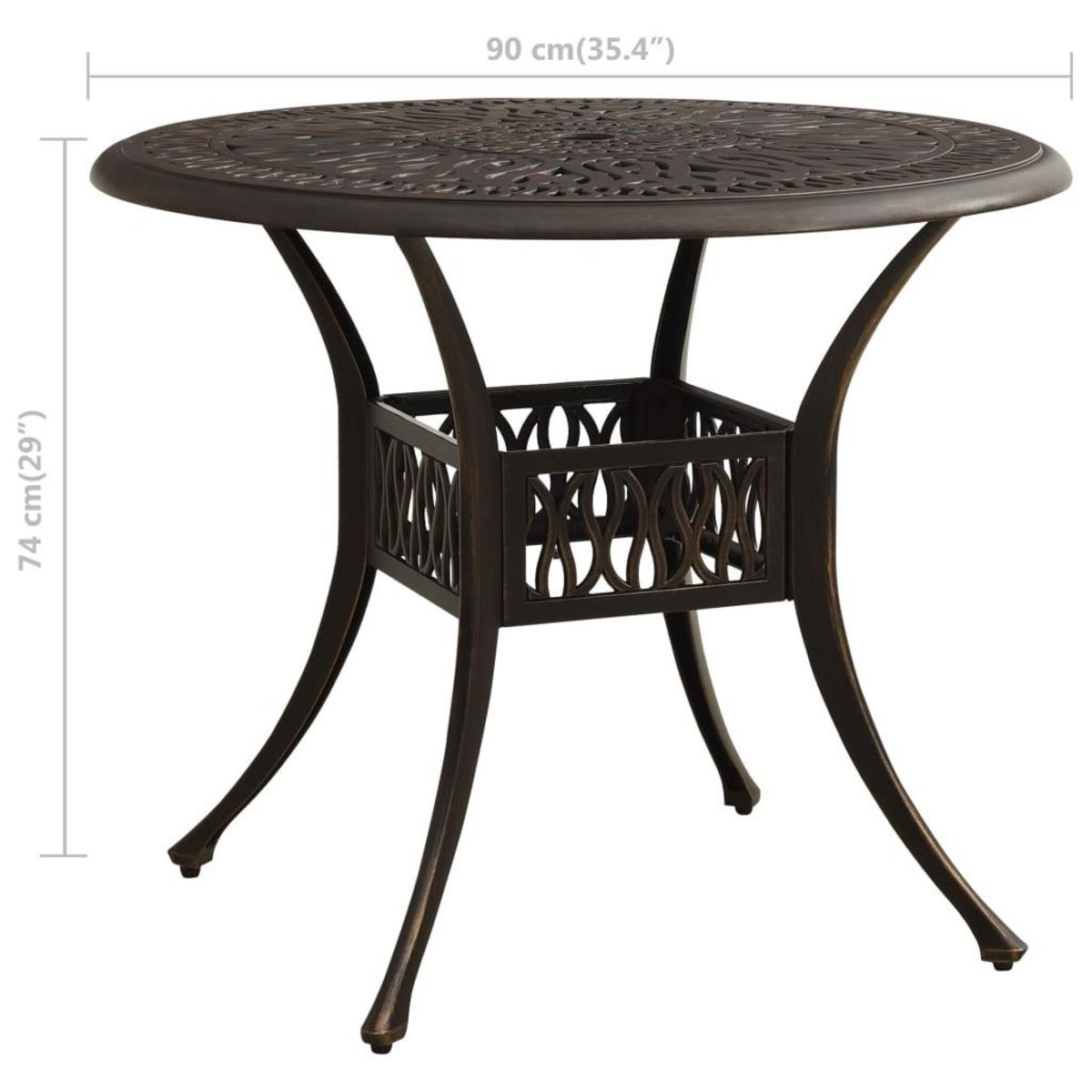 VIDAXL Table de jardin Bronze 90x90x74 cm Aluminium coule