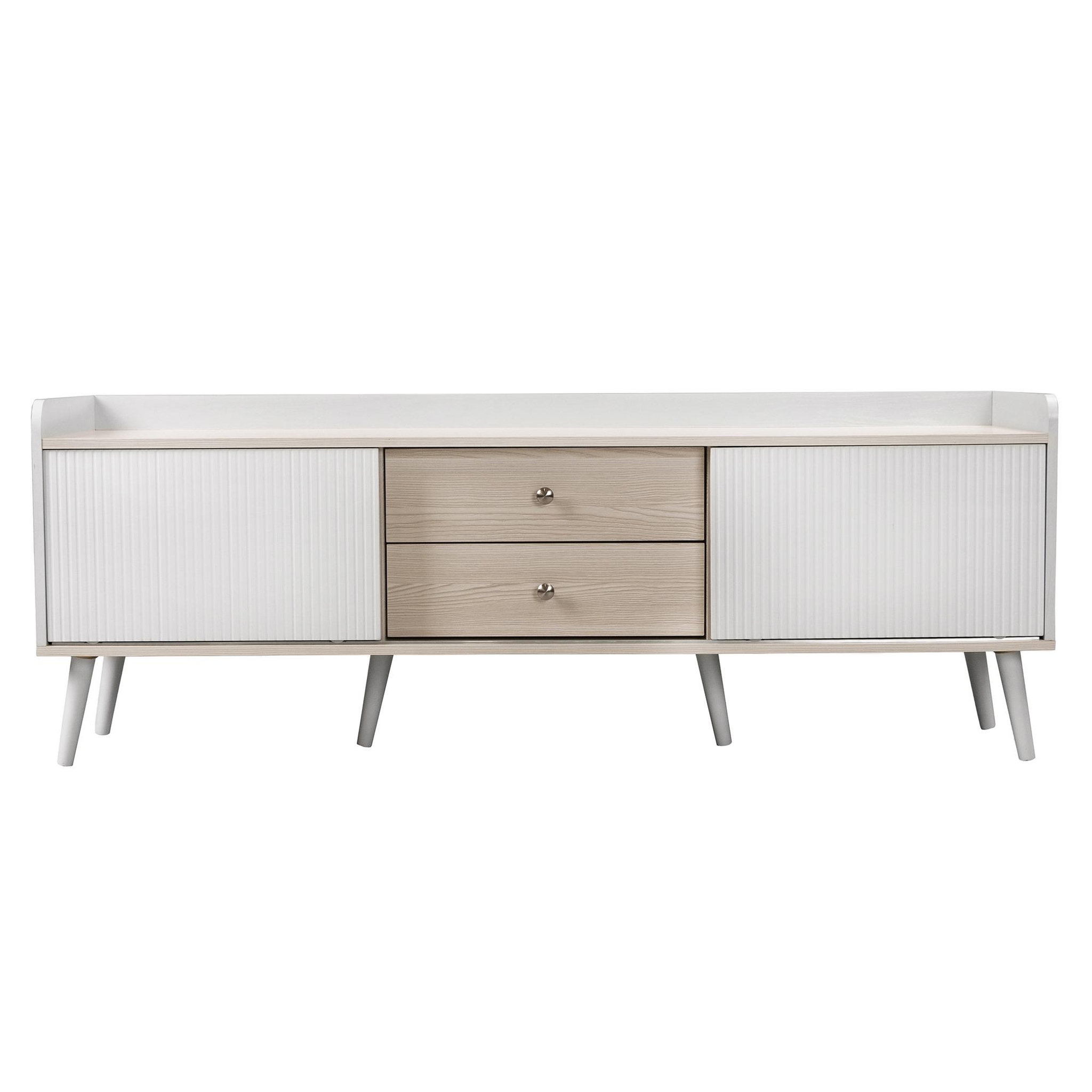 MERAX Meuble tv blanc 160cm panneaux de particules