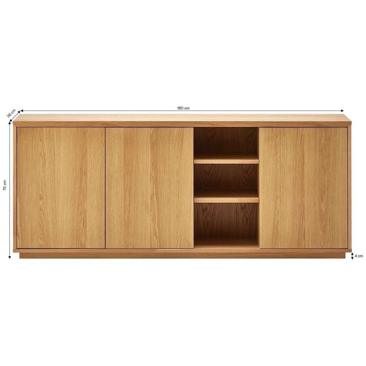 HOMIFAB Buffet 3 portes bois/frêne 180 cm - Odda
