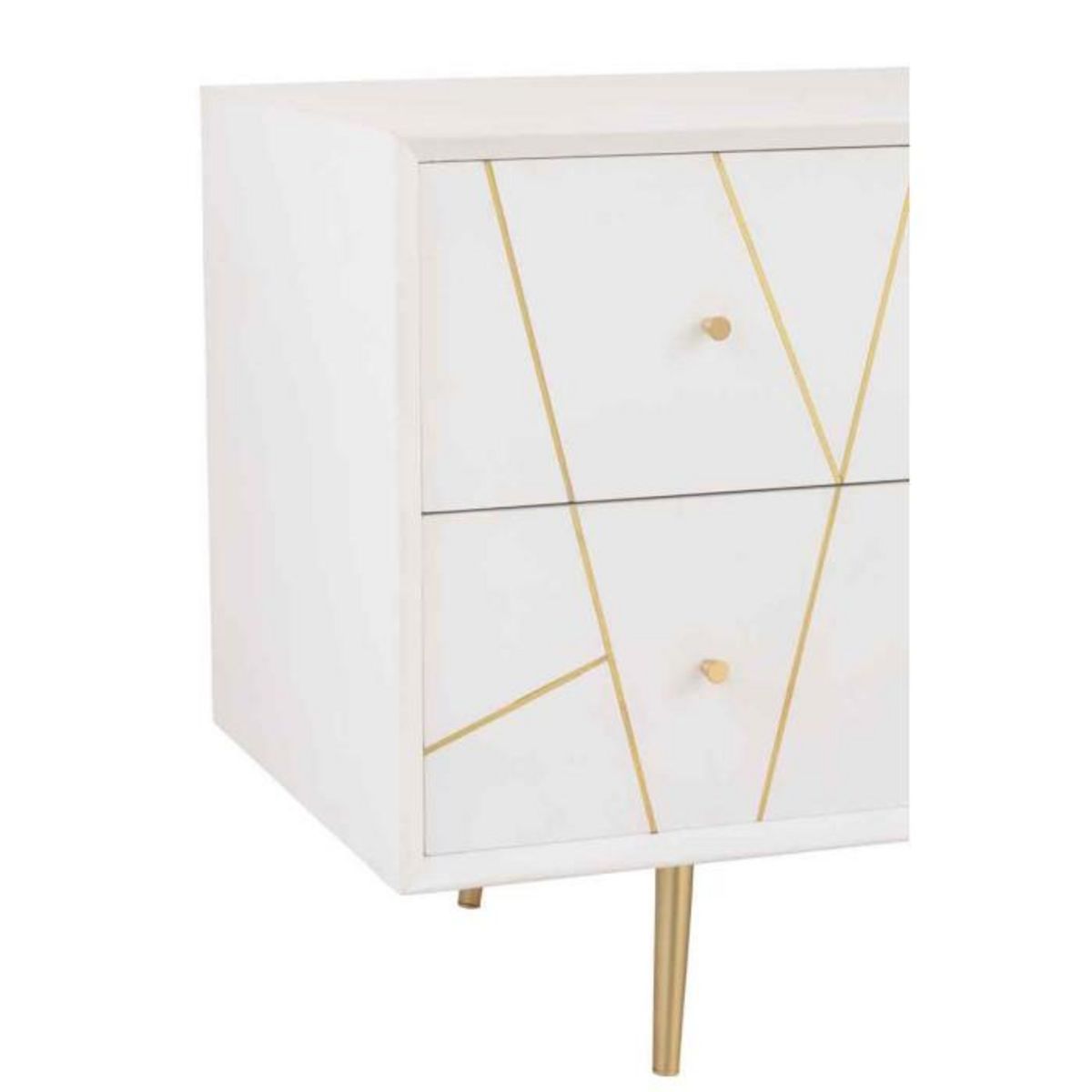 Paris Prix Buffet 4 Tiroirs & 2 Portes  Remina  150cm Blanc & Or