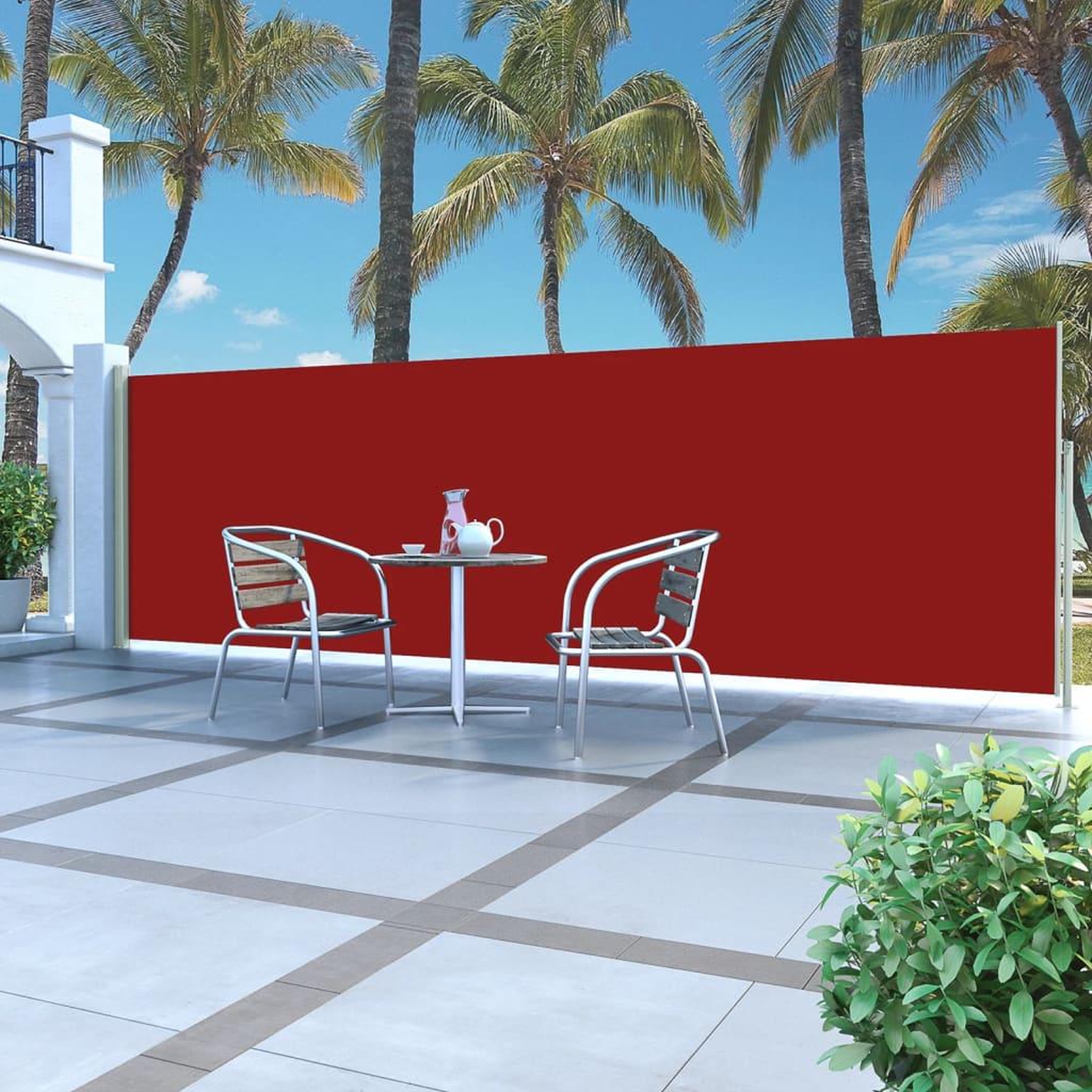 Voir la diapositive 1 : VIDAXL Auvent lateral retractable de patio 160x500 cm Rouge
