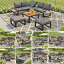 Voir la diapositive 2 : MERAX Salon de jardin 7 places avec, canapé angle, dossier réglable, poufs et table