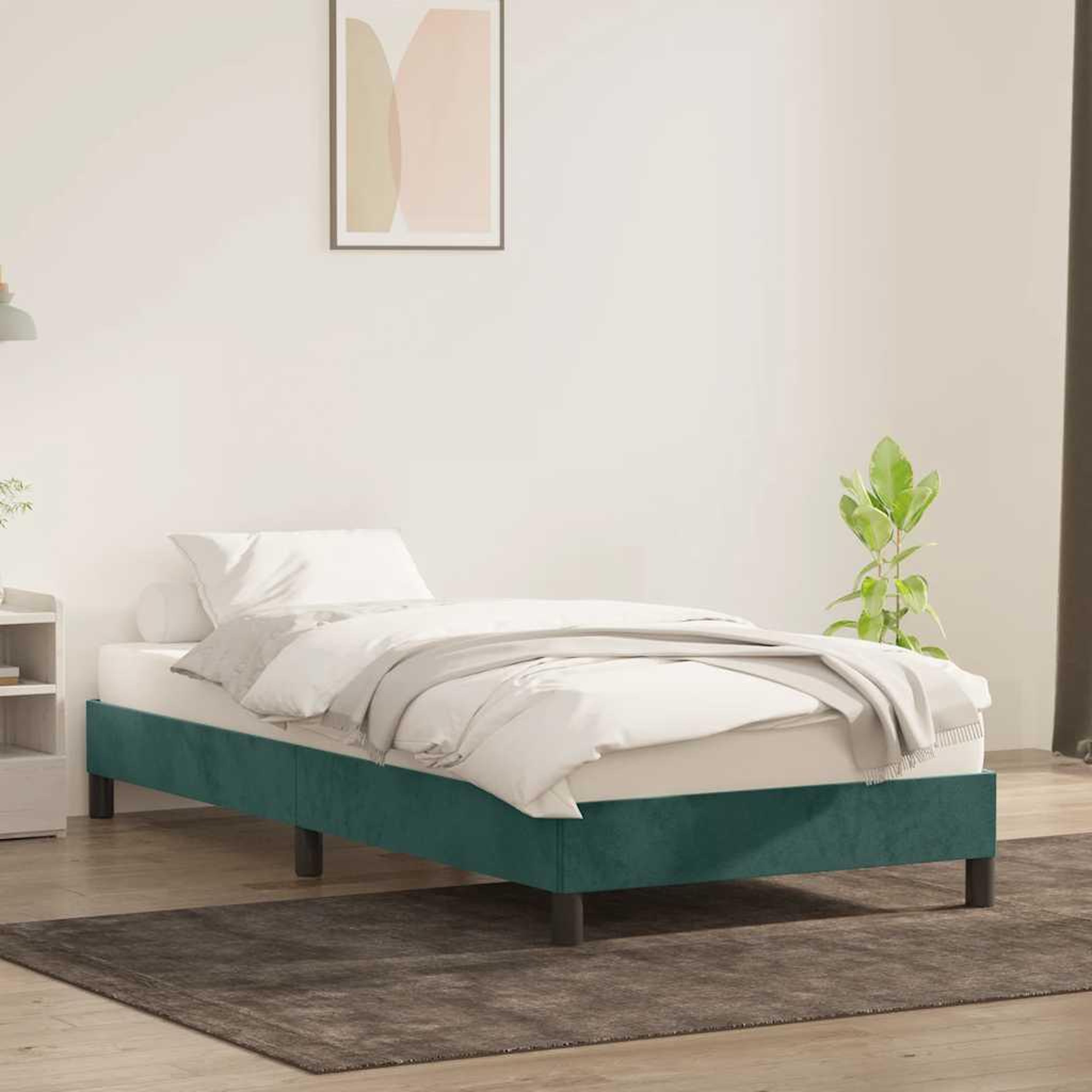 Voir la diapositive 3 : VIDAXL Cadre de lit sans matelas vert fonce 100x210 cm velours