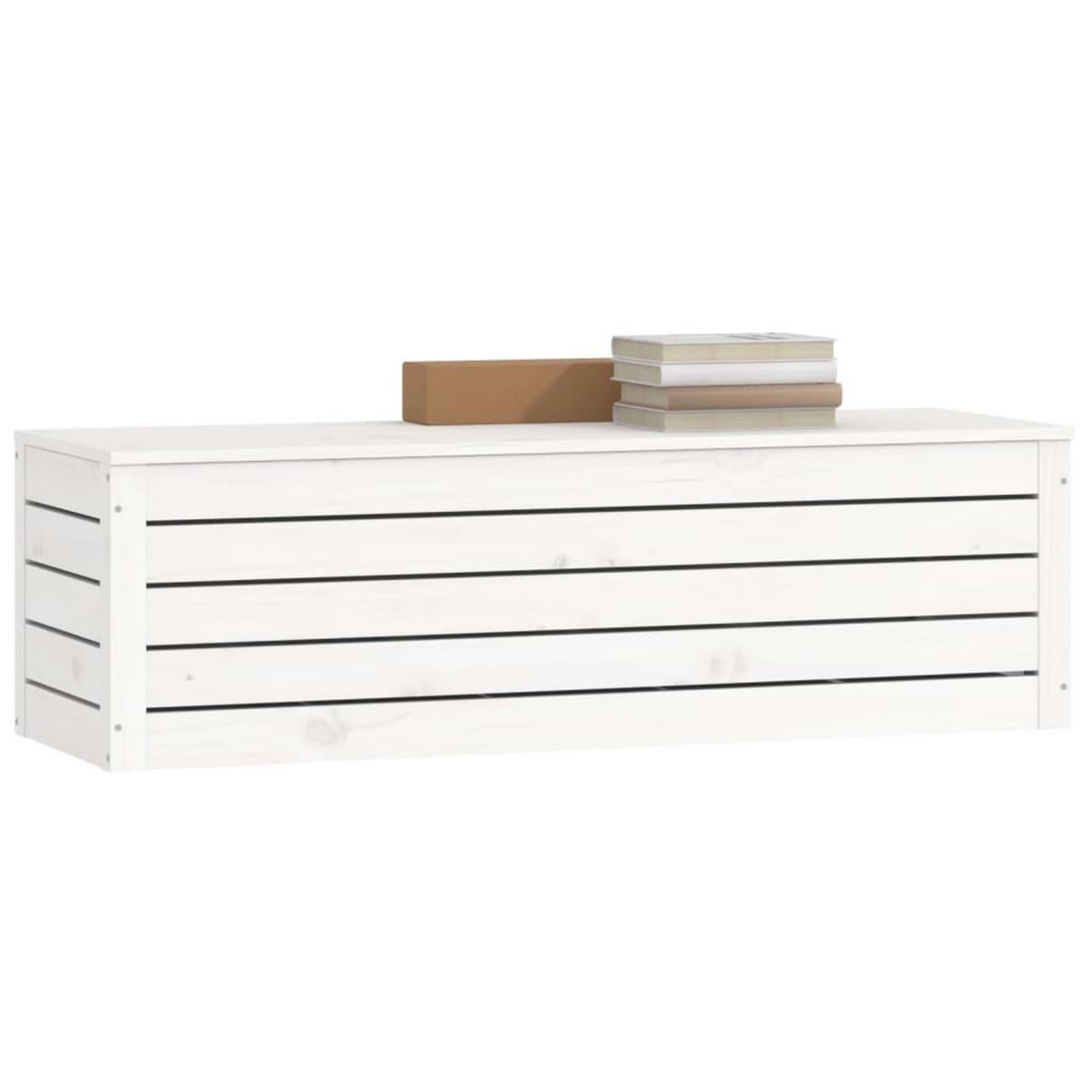 VIDAXL Boîte de rangement Blanc 109x36,5x33 cm Bois massif de pin