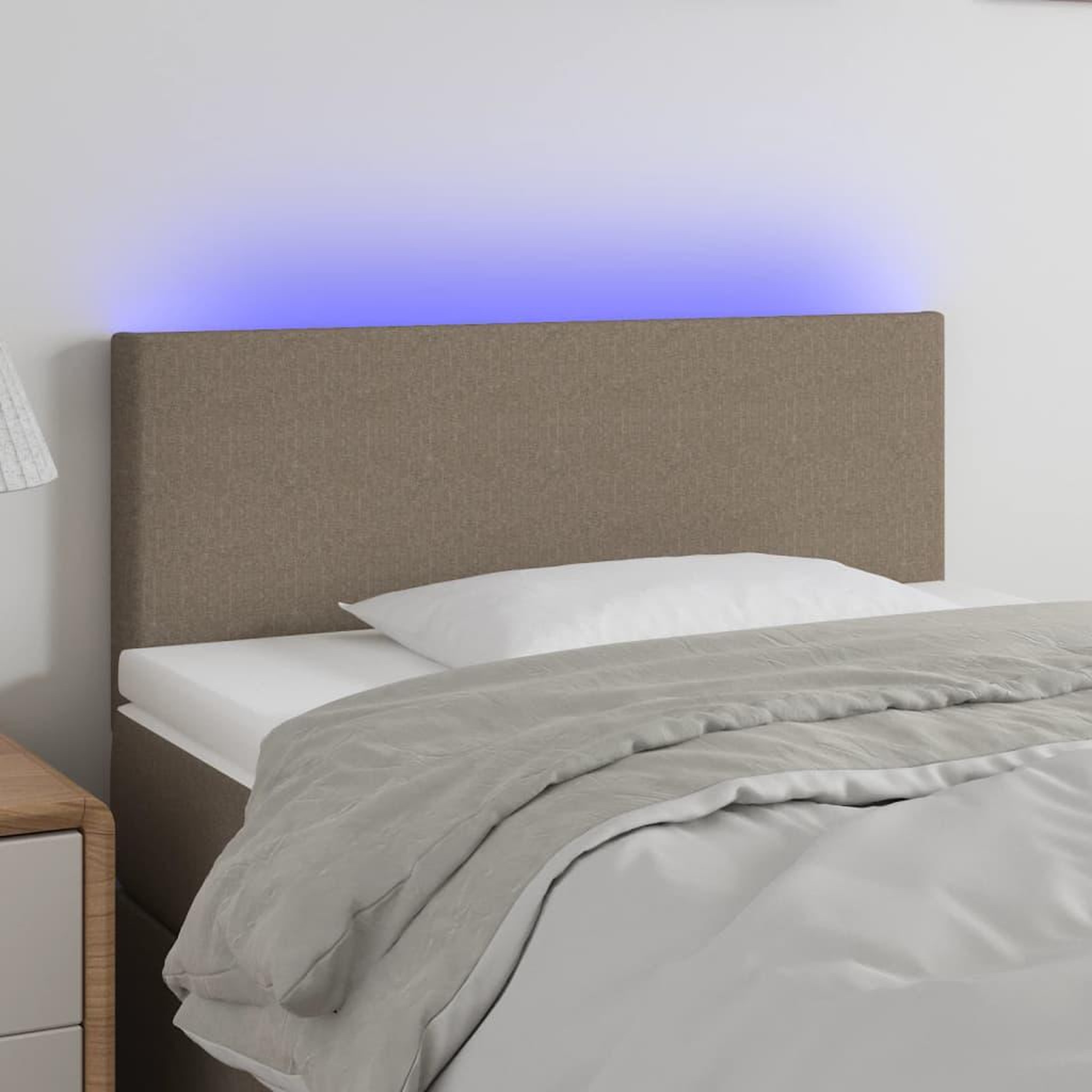 Voir la diapositive 1 : VIDAXL Tete de lit a LED Taupe 80x5x78/88 cm Tissu