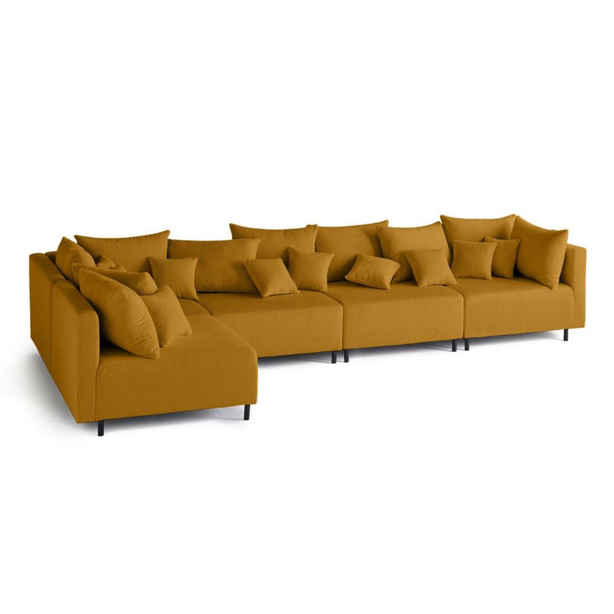LISA DESIGN Edinburg - canapé modulable d'angle réversible 5 places - en velours côtelé